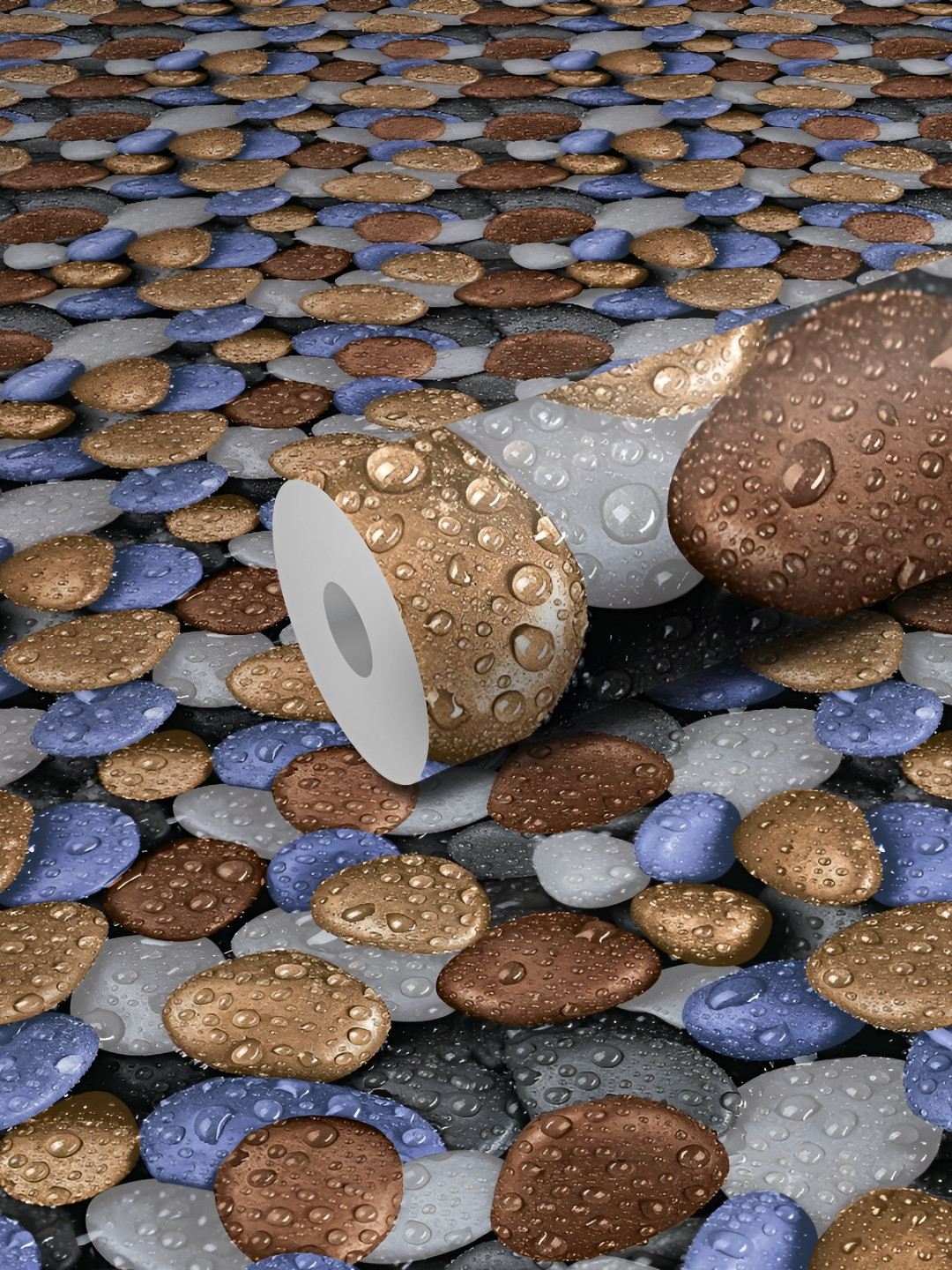 WALLWEAR Brown & Blue Abstract Printed Waterproof Self-Adhesive Wallpaper