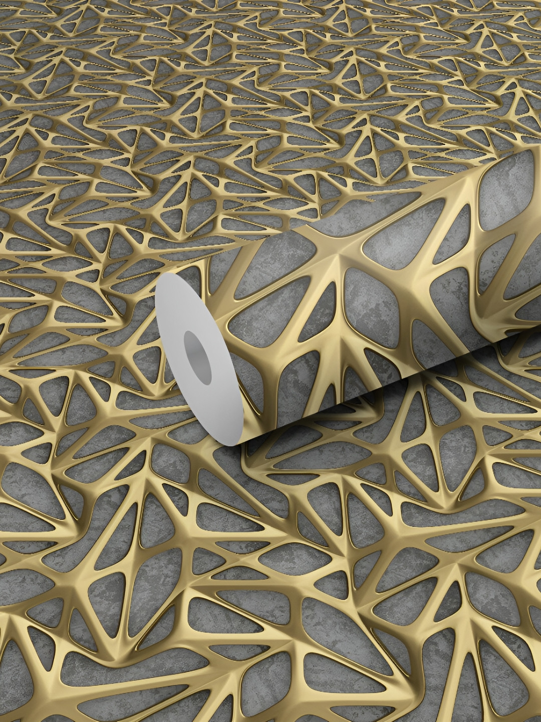 WALLWEAR Yellow & Grey Abstract Printed Wall Sticker