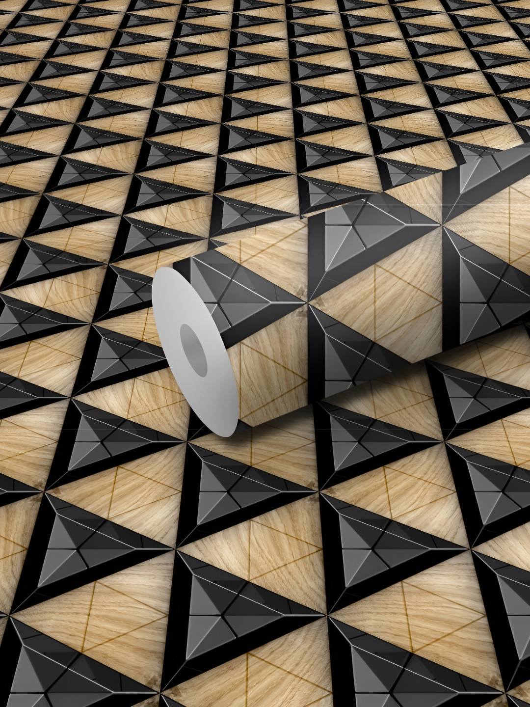 WALLWEAR Brown & Black Geometric Printed Wall Sticker
