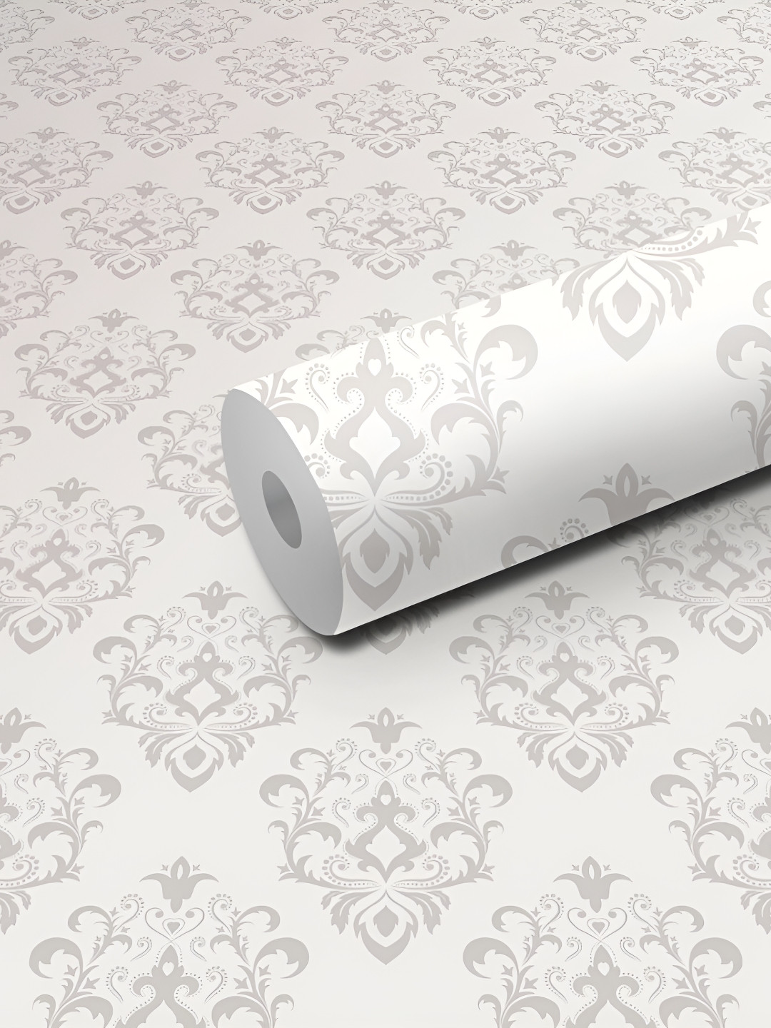 WALLWEAR White & Grey Printed Self Adhesive Removable Wallpaper For Wall