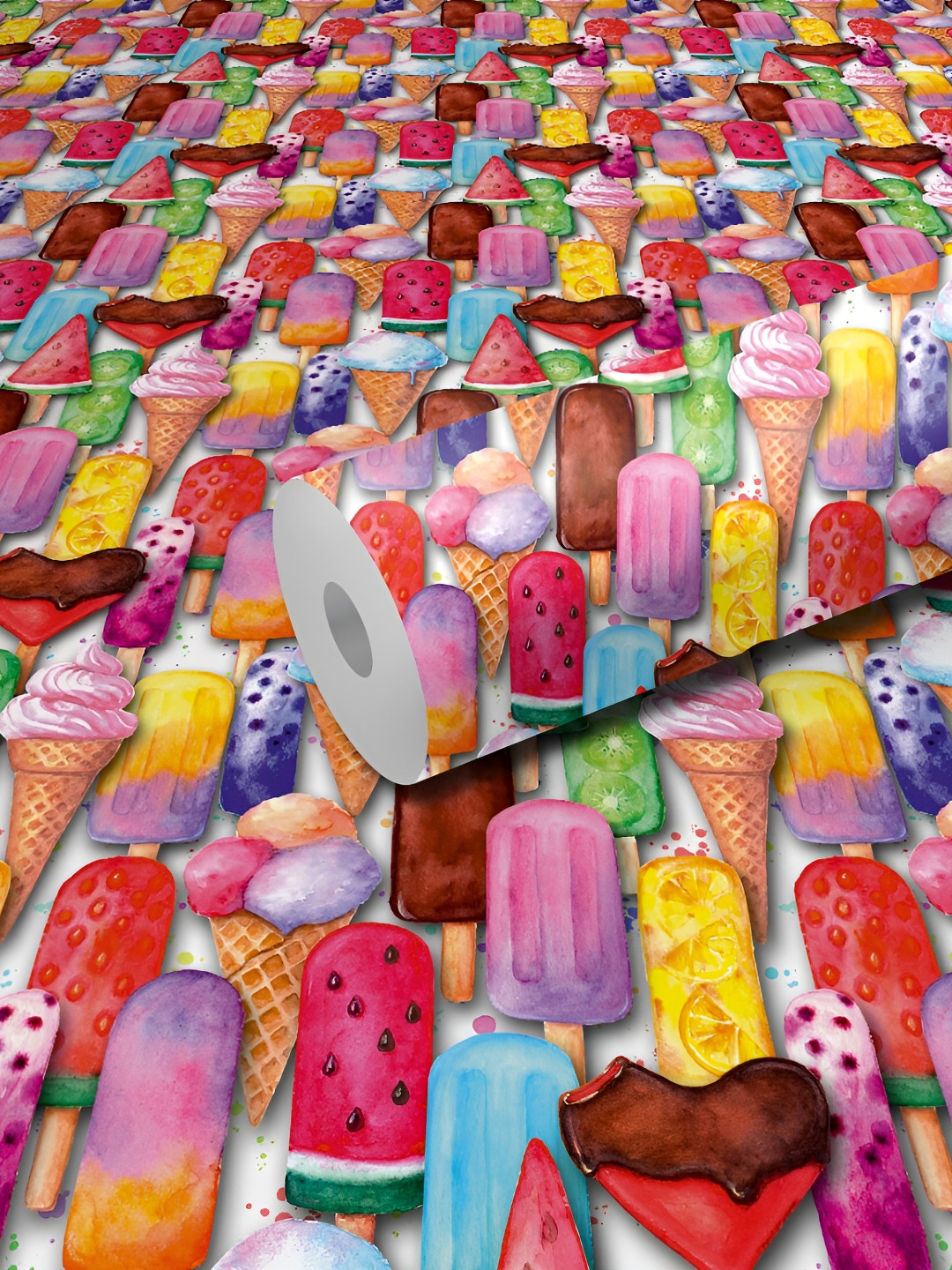 WALLWEAR Pink & Yellow Printed Self Adhesive Removable Wallpaper For Wall