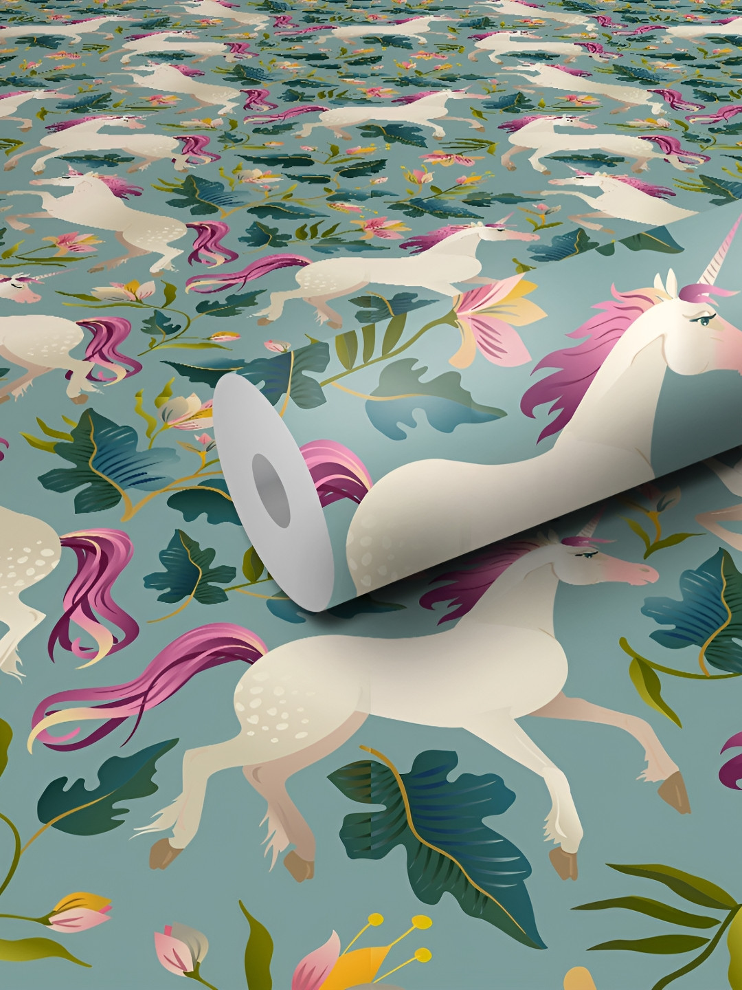 WALLWEAR Green Self Adhesive Removable Wallpaper