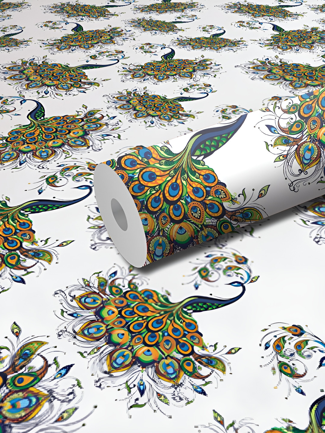 WALLWEAR White & Green Birds and Animals Printed Wall Sticker