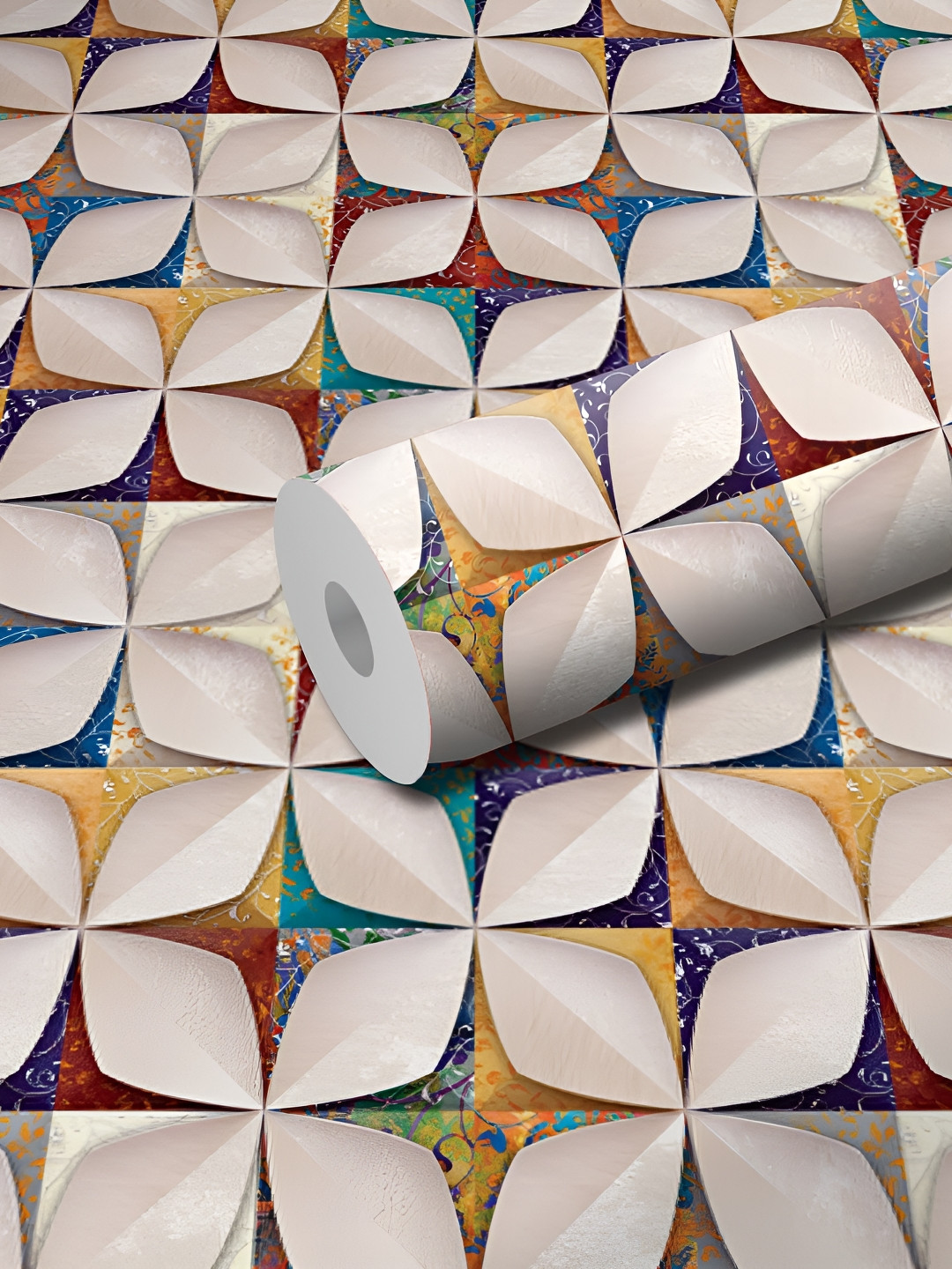 WALLWEAR Beige & Yellow Floral Printed Wall Sticker