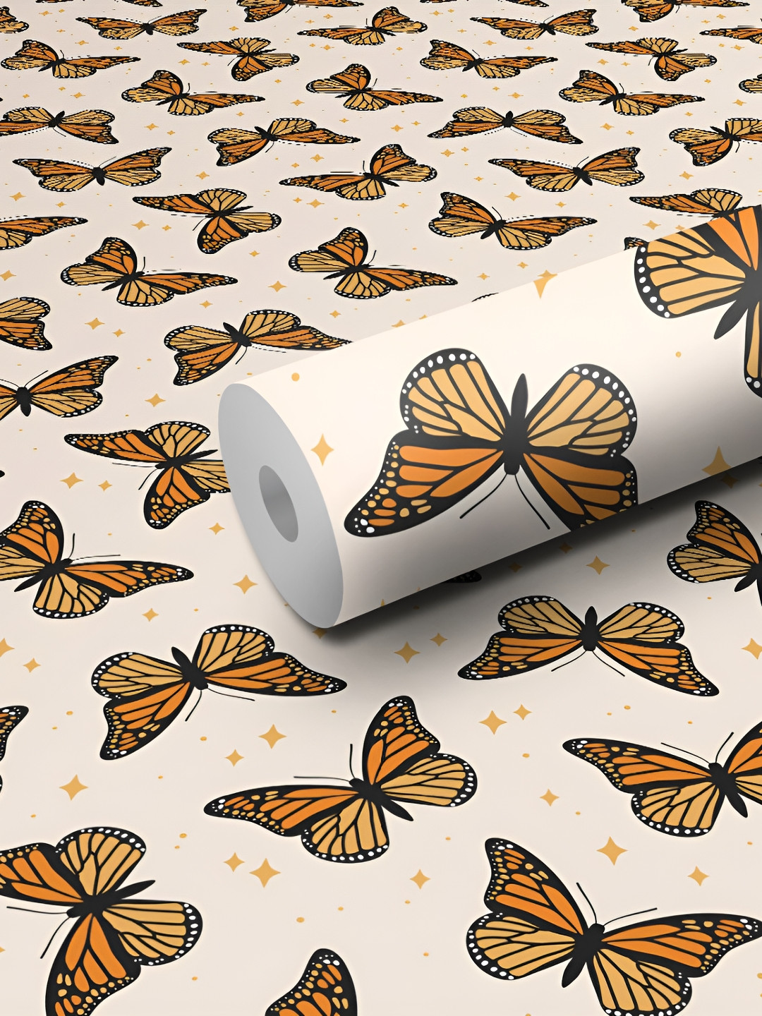 WALLWEAR Beige & Brown Printed Self-Adhesive Laminated Wallpaper