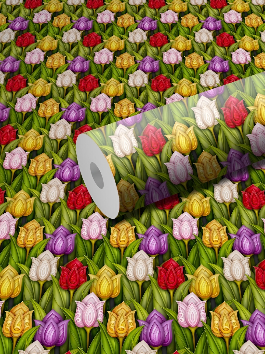 WALLWEAR Green & Pink Printed Self Adhesive Removable Wallpaper