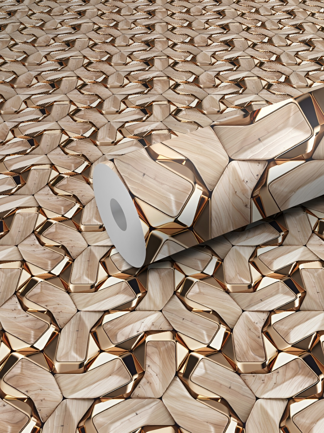 WALLWEAR Beige & Brown Abstract Printed Wall Sticker