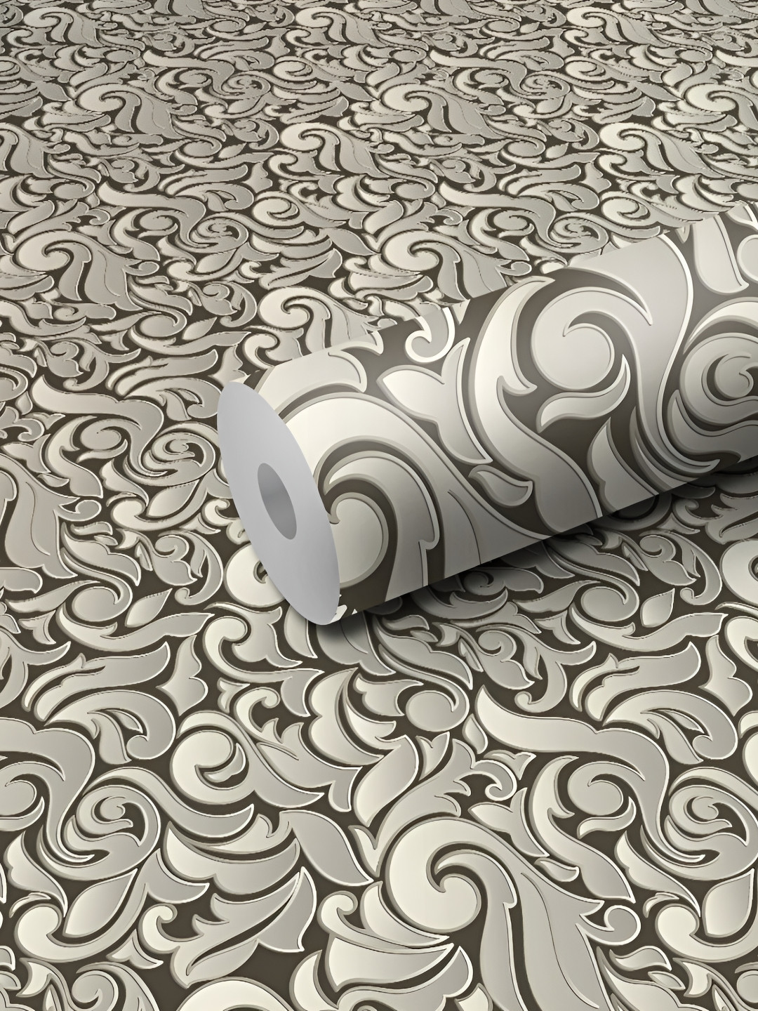 WALLWEAR Beige & Grey Floral Printed Waterproof Self-Adhesive Wallpaper