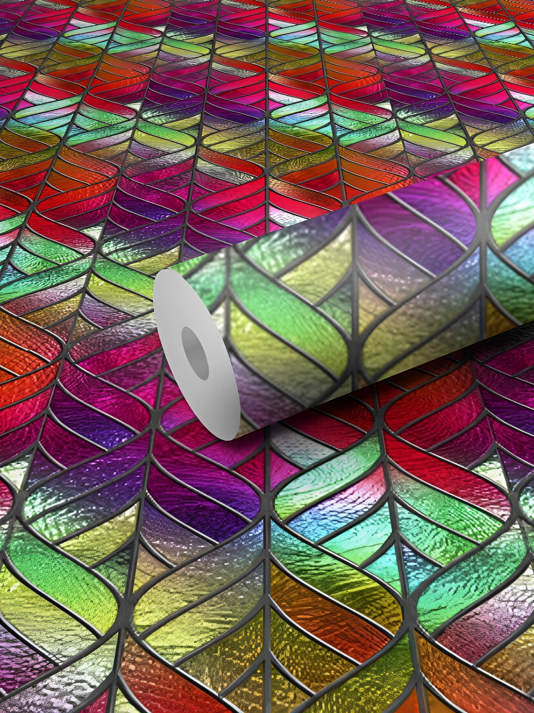 WALLWEAR Red & Green Printed Self-Adhesive Laminated Wallpaper