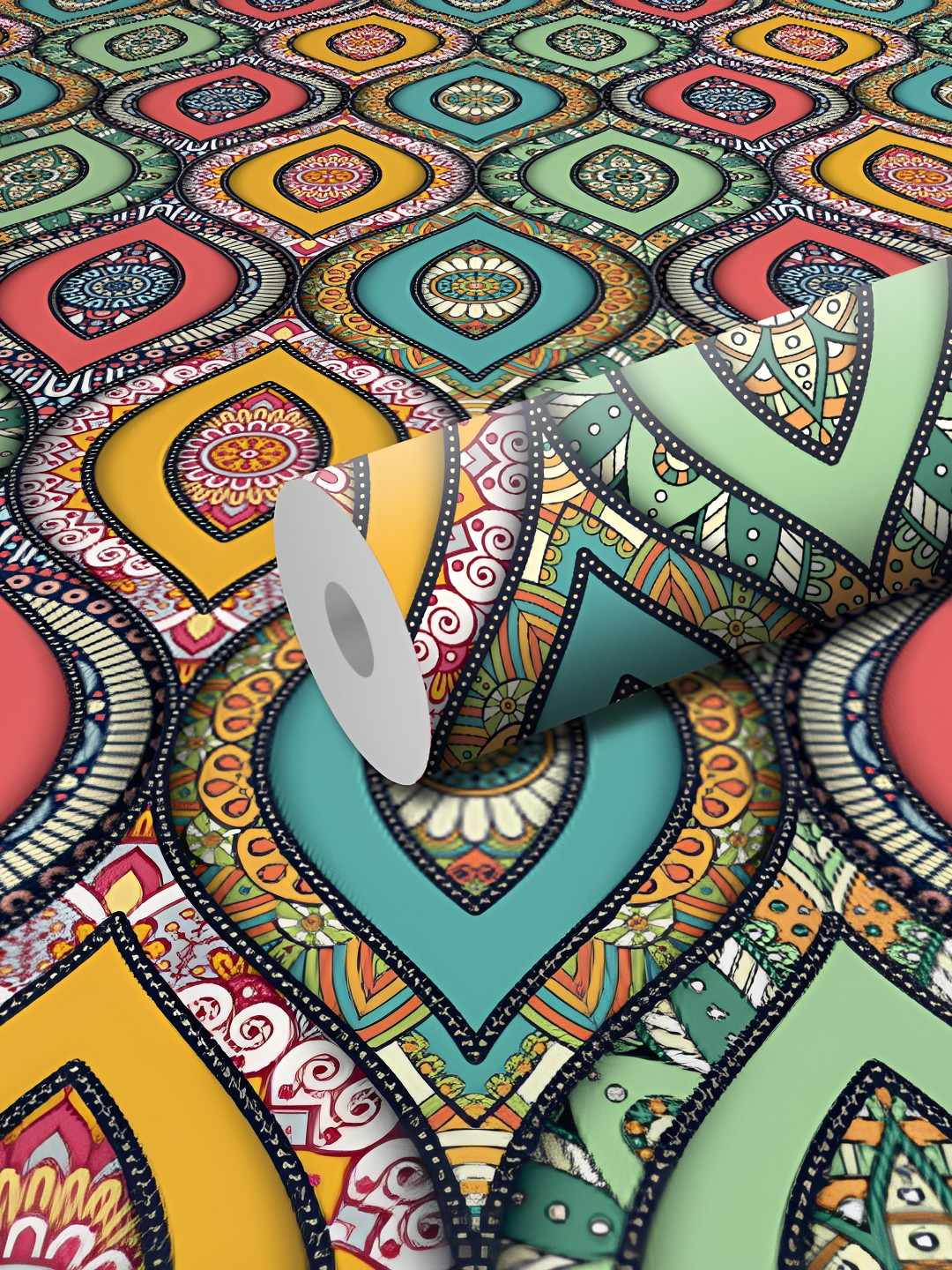 WALLWEAR Yellow & Green Abstract Printed Wall Sticker