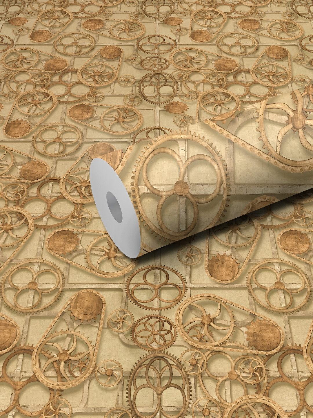 WALLWEAR Beige & Brown Abstract Printed Wall Sticker