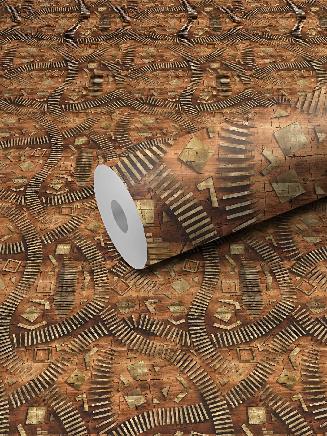 WALLWEAR Brown Printed Self Adhesive Removable Wallpaper For Wall