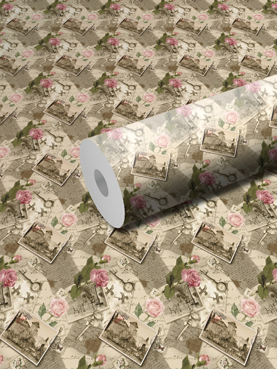 WALLWEAR Brown & Pink Abstract Printed Wall Sticker