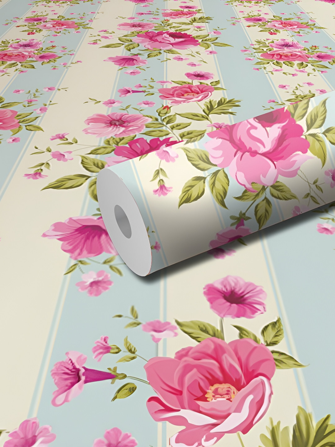 WALLWEAR Pink & Green Printed Self-Adhesive Laminated Wallpaper