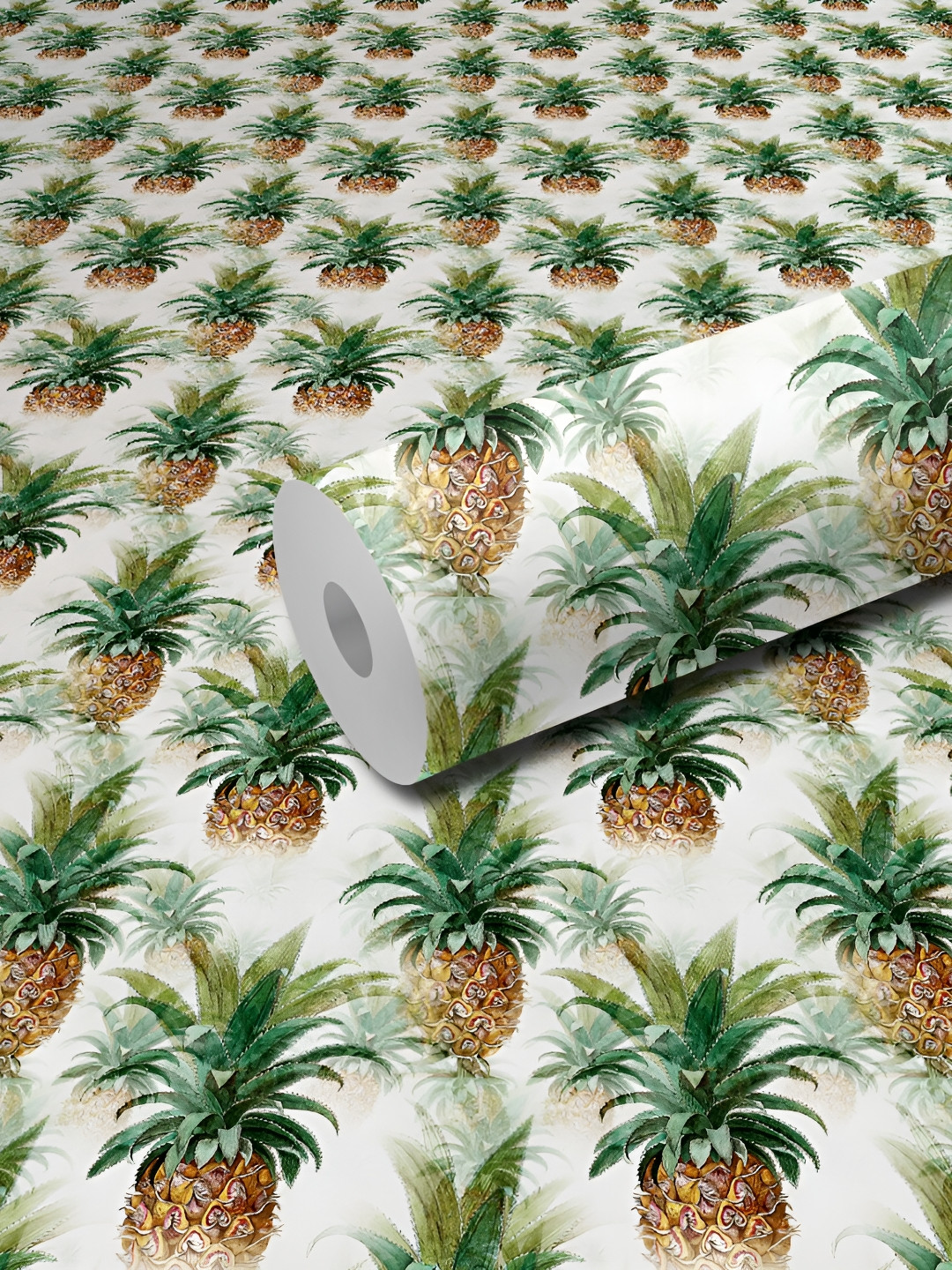 WALLWEAR Off White & Green Printed Wall Sticker