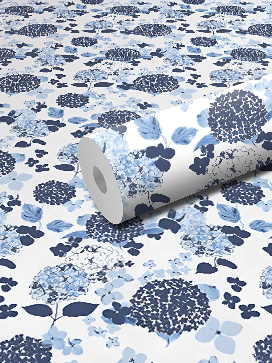 WALLWEAR White & Blue Printed Self Adhesive Removable Wallpaper For Wall