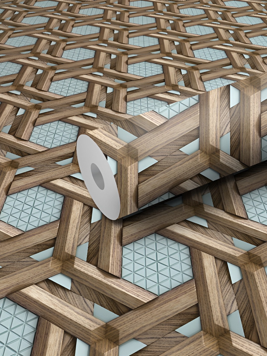 WALLWEAR Brown & Blue Abstract Printed Wall Sticker