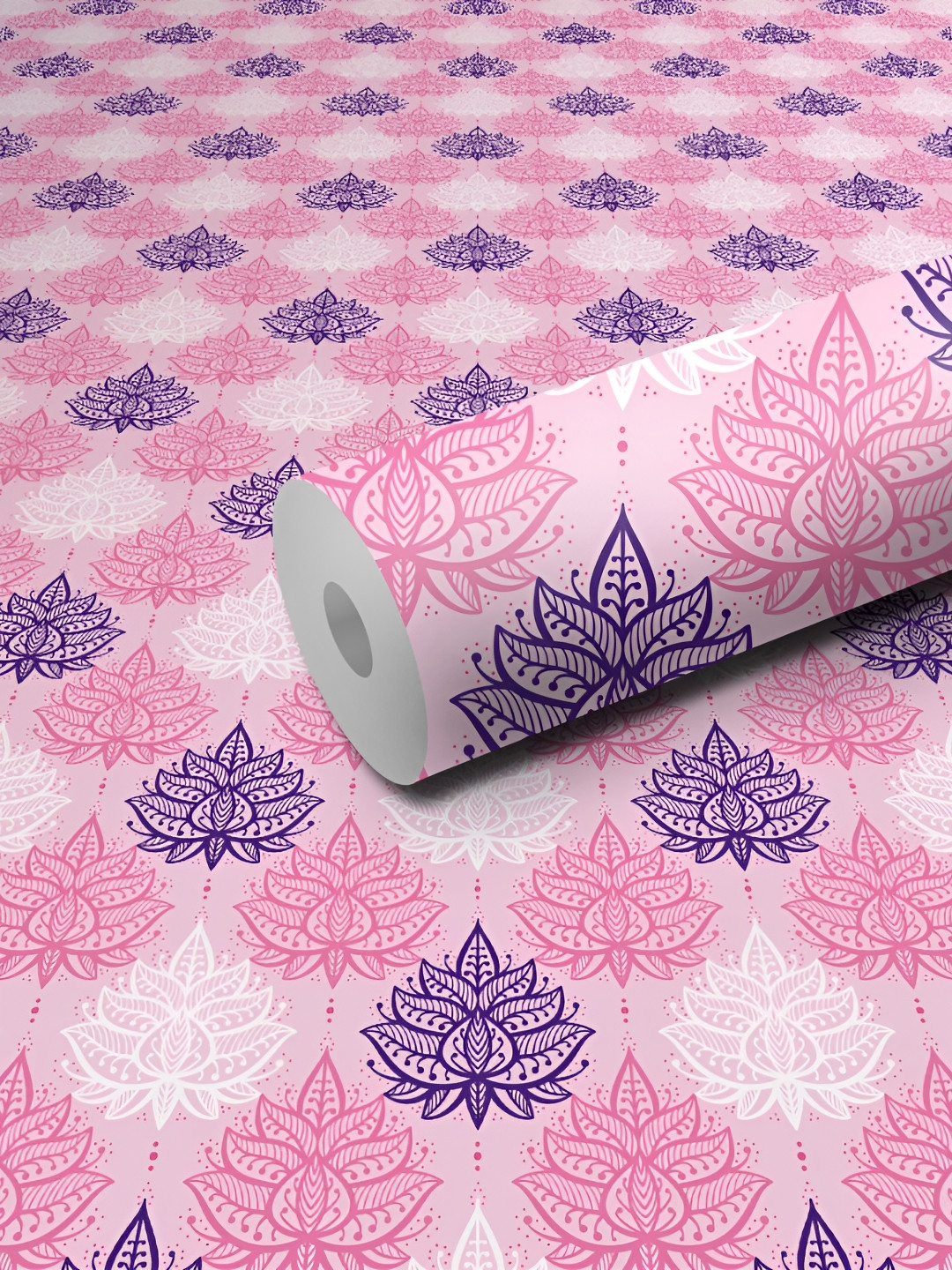 WALLWEAR Pink & Purple Floral Printed Wall Sticker