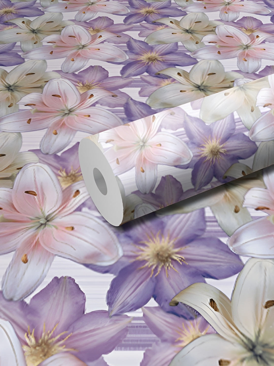 WALLWEAR Purple & Pink Floral Printed Wall Sticker