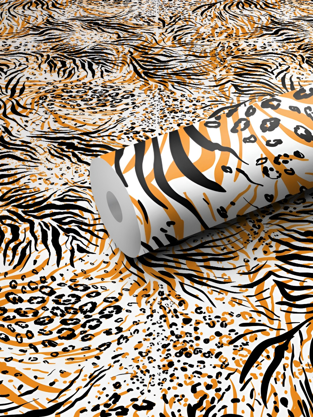 WALLWEAR White & Black Animal Skin-patterned Self-Adhesive Wallpaper