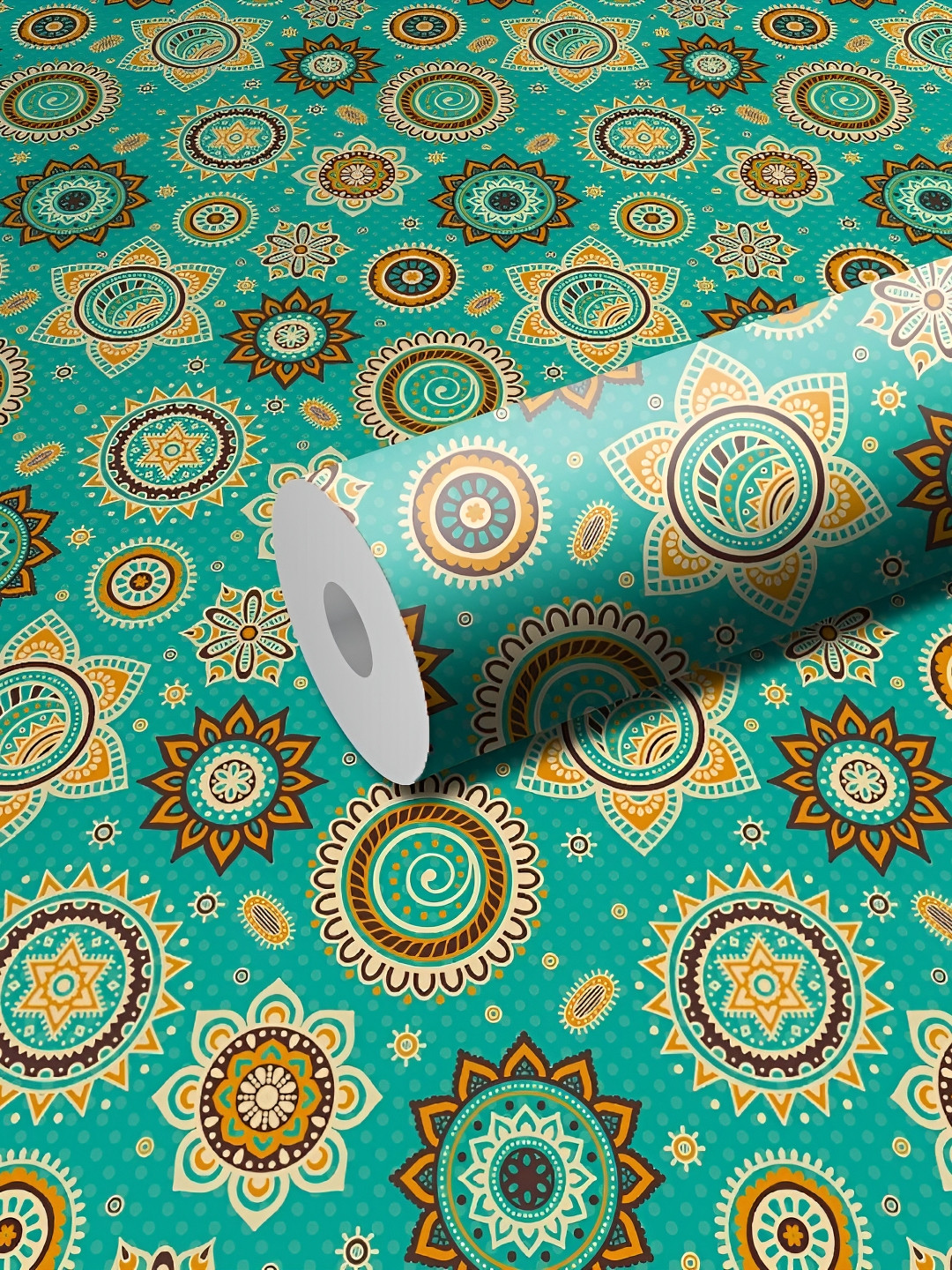 WALLWEAR Green & Yellow Floral Printed Wall Sticker