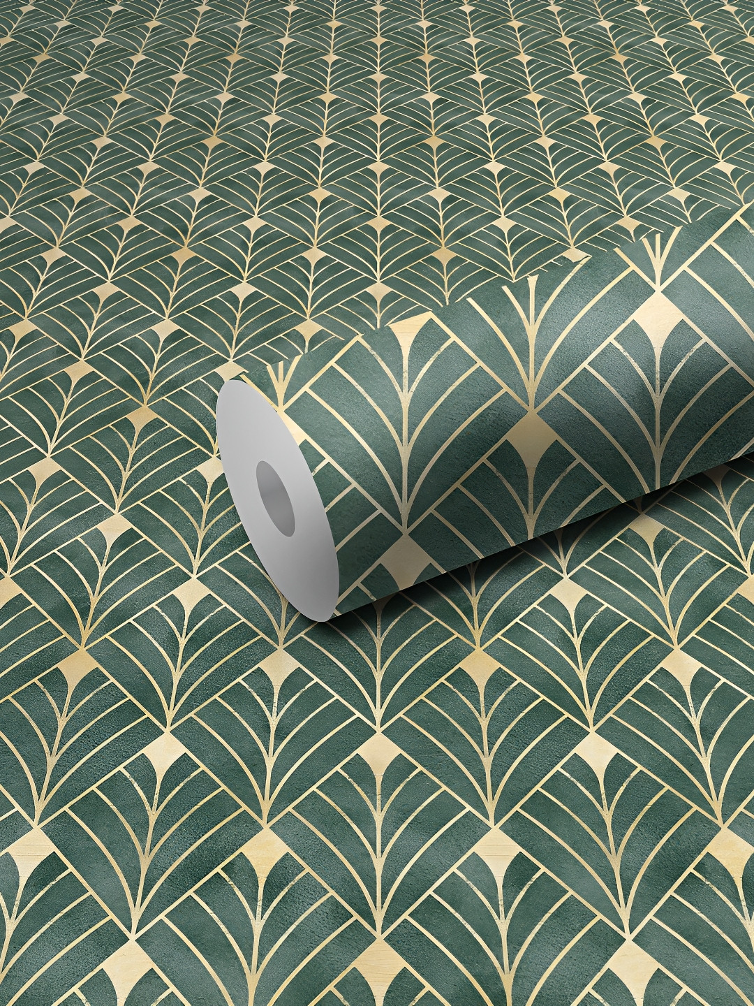 WALLWEAR Green & Beige Geometric Self-Adhesive Wallpaper