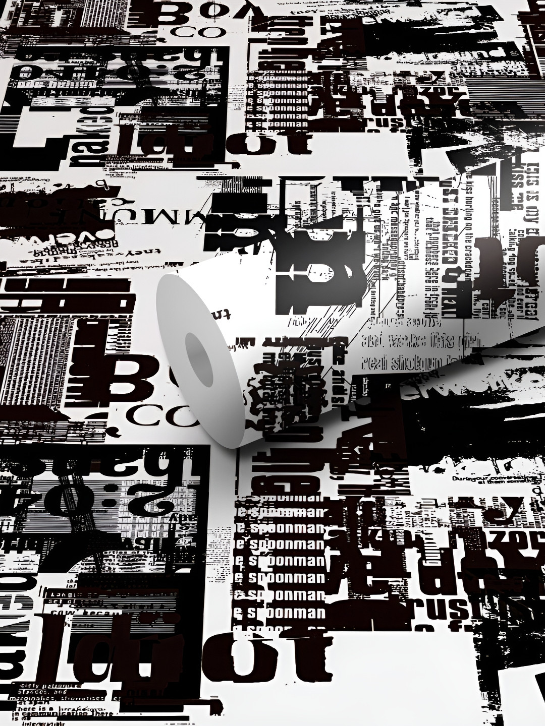 WALLWEAR Black & White Printed Self-Adhesive Laminated Wallpaper