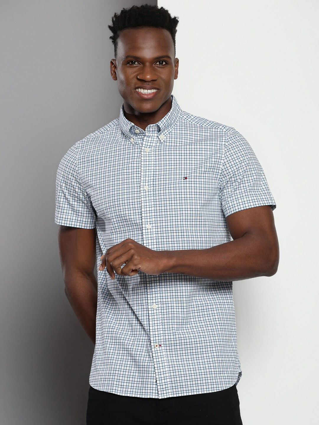 Tommy Hilfiger Checked Button-Down Collar Pure Cotton Casual Shirt