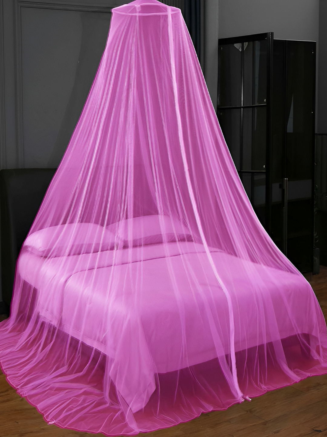 MARUTI ENTERPRISE Pink King Size Hanging Mosquito Net