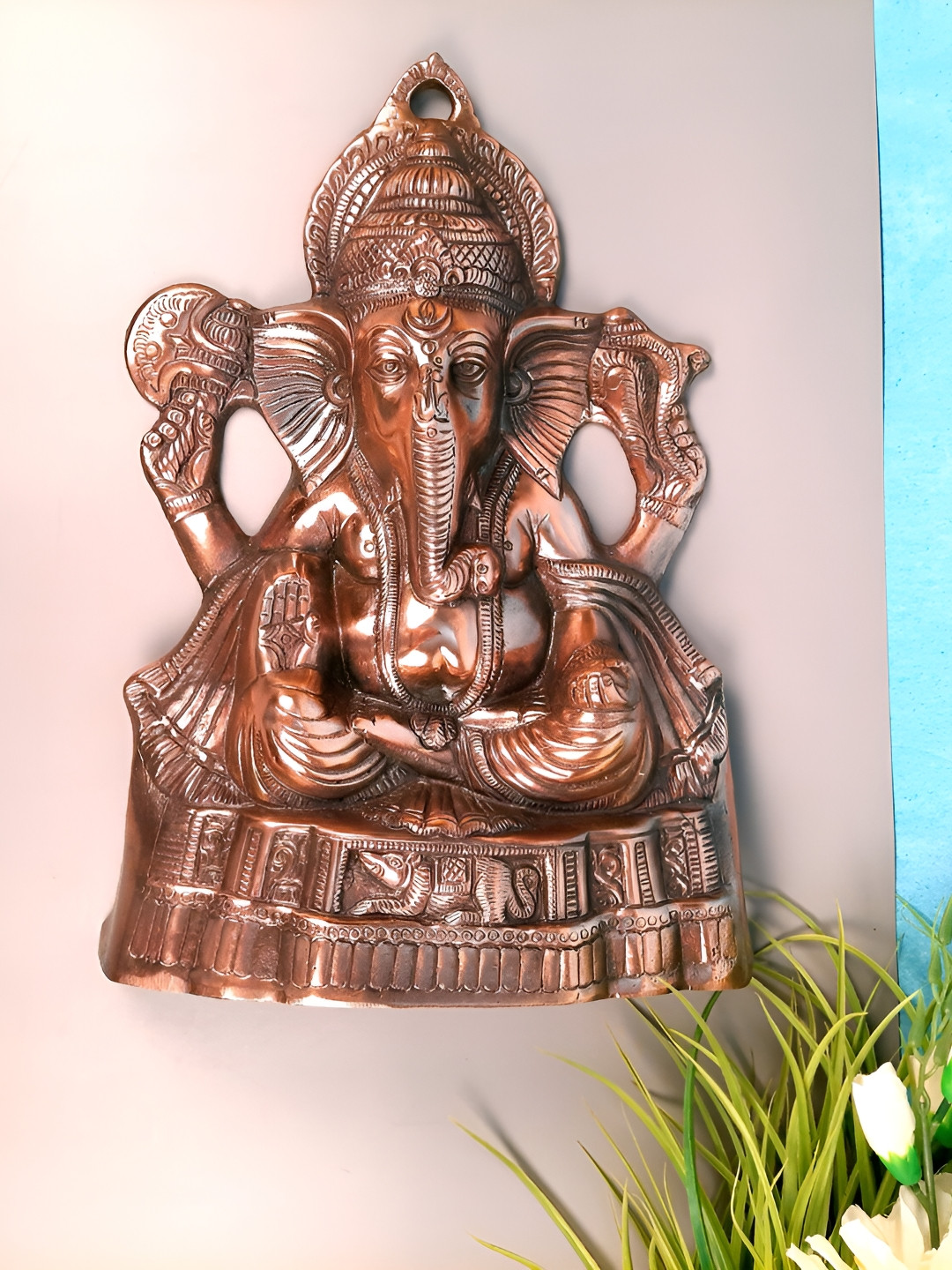 apka mart Metal Ethnic Motifs Glossy Hanging Pooja Room Spiritual Wall Decor-17.3In