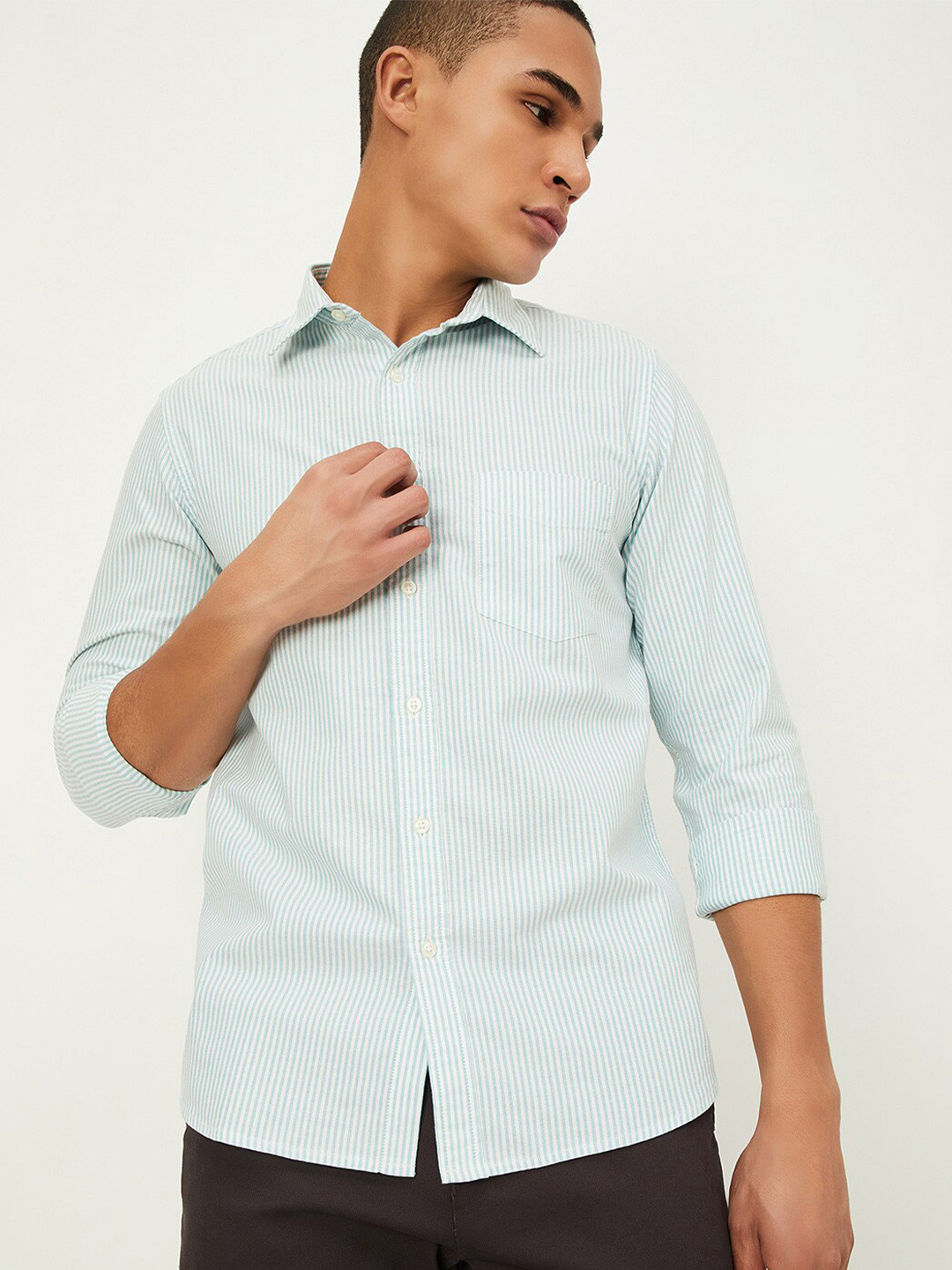 max Vertical Striped Pure Cotton Casual Shirt
