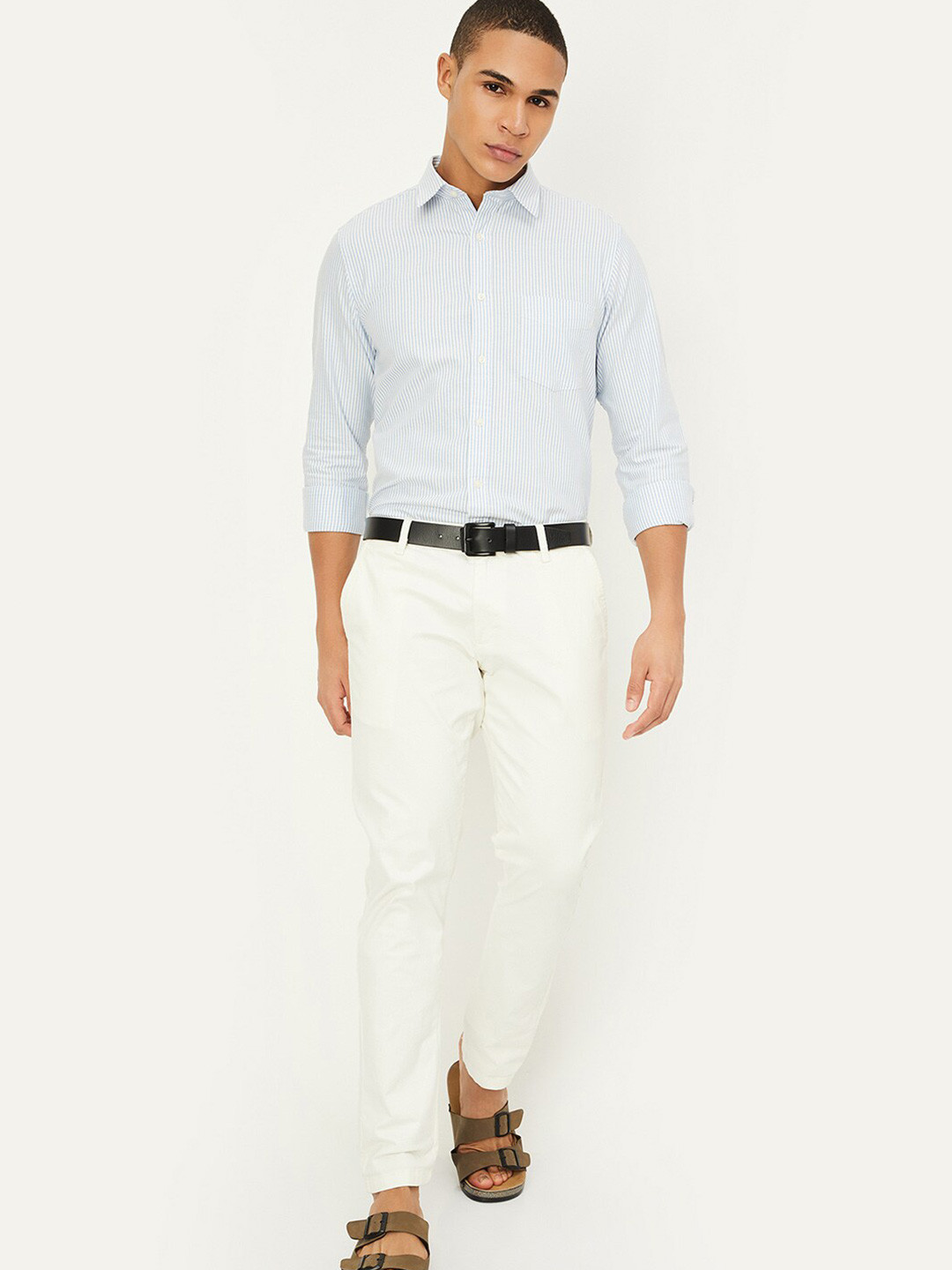 max Vertical Striped Pure Cotton Casual Shirt