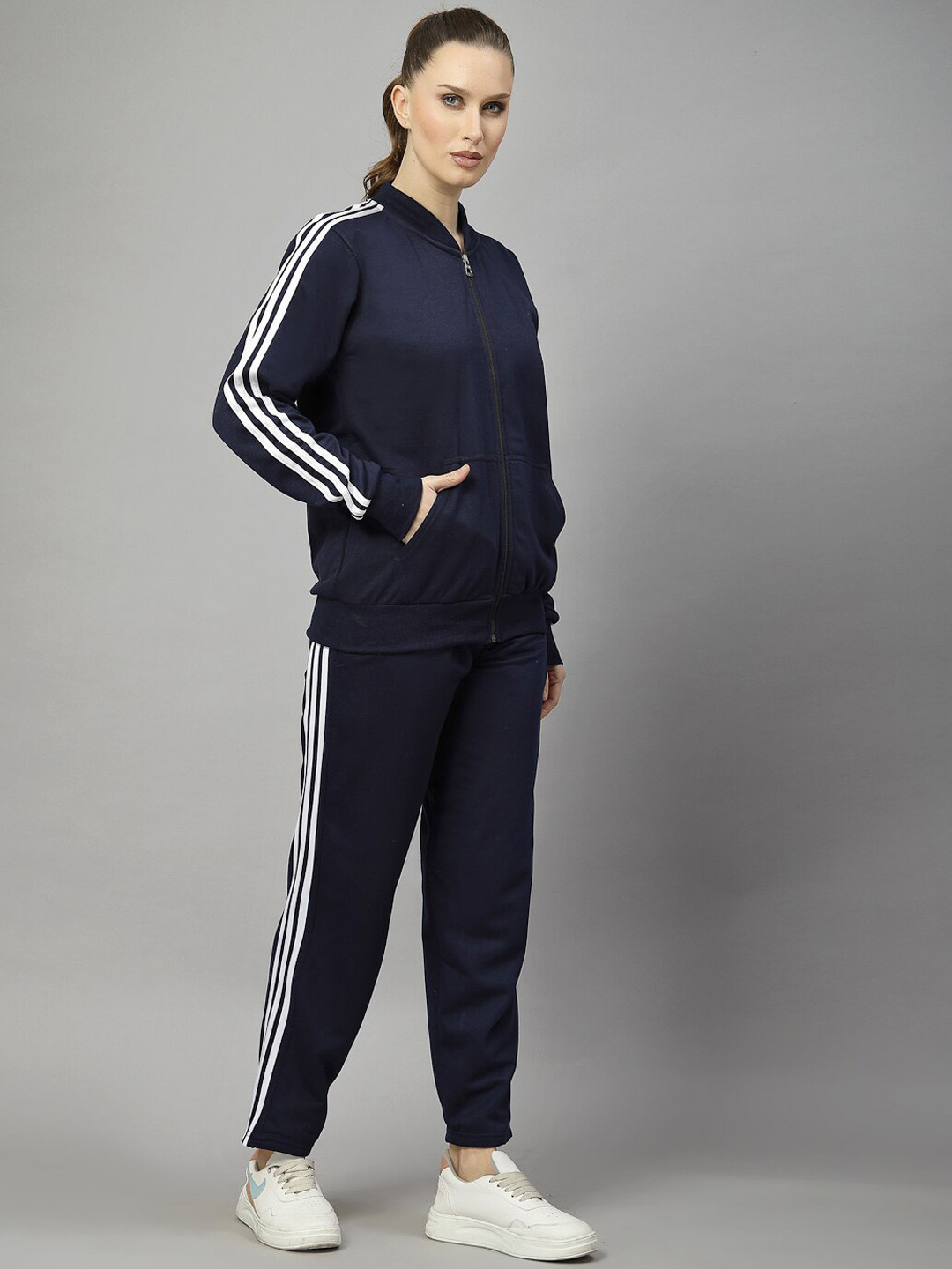 UZARUS Stand Collar Fleece Gym Tracksuit