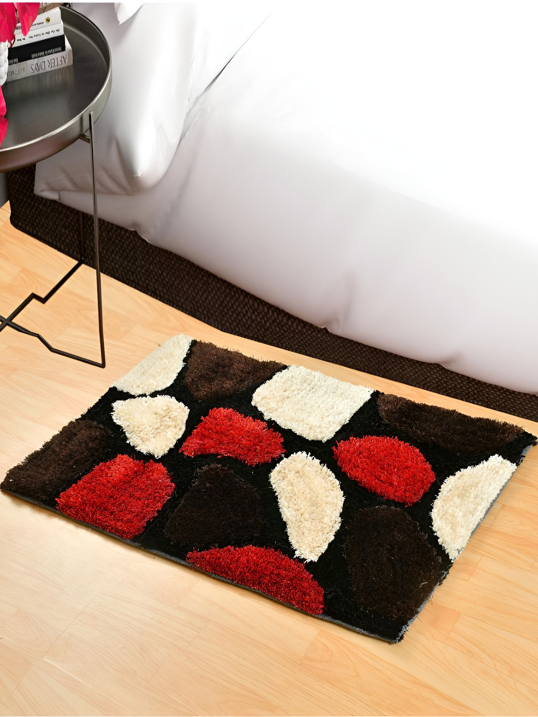 Shopgallery Red & Brown Geometric Pattern Soft Anti-Skid Doormat