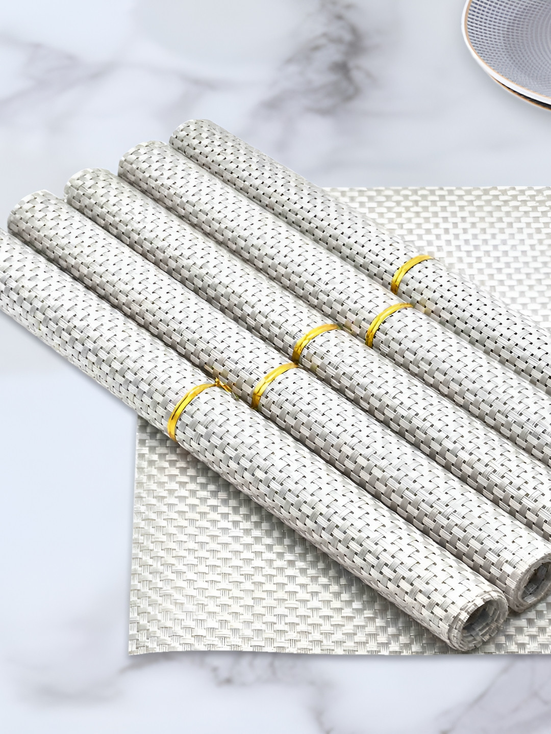 Kookee Silver Toned 6 Pieces High Quality & Durable Table Placemats