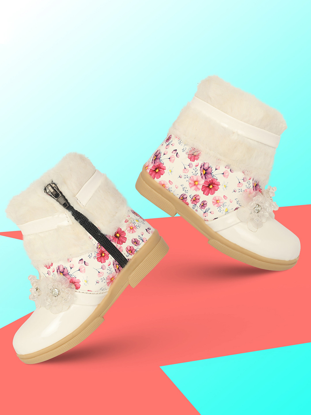 BAESD Girls Printed Embellished Winter Boots