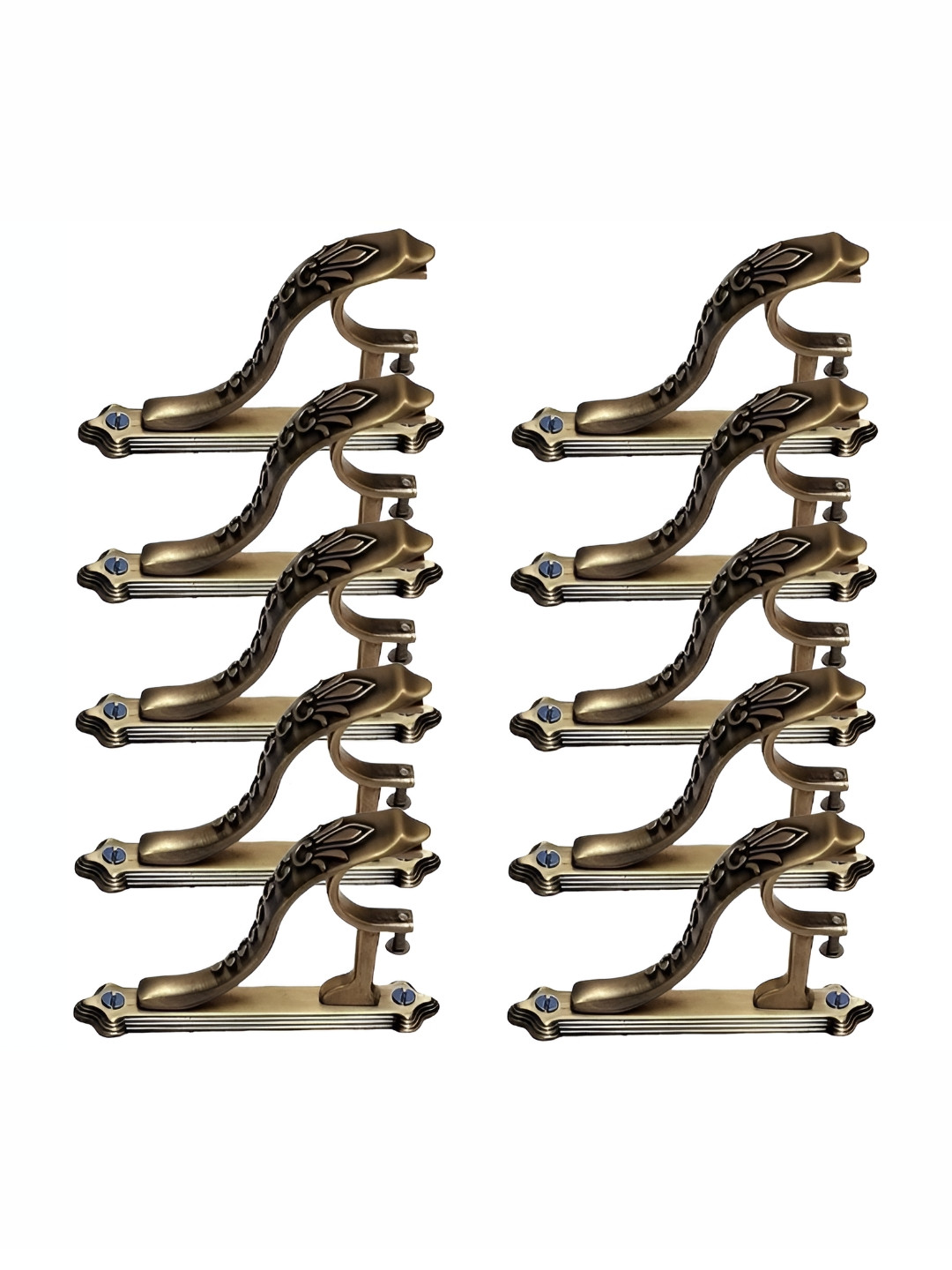 GLOXY Beige 10 Pcs Glossy Metal Snake Shape Antique Finish Curtain Holder