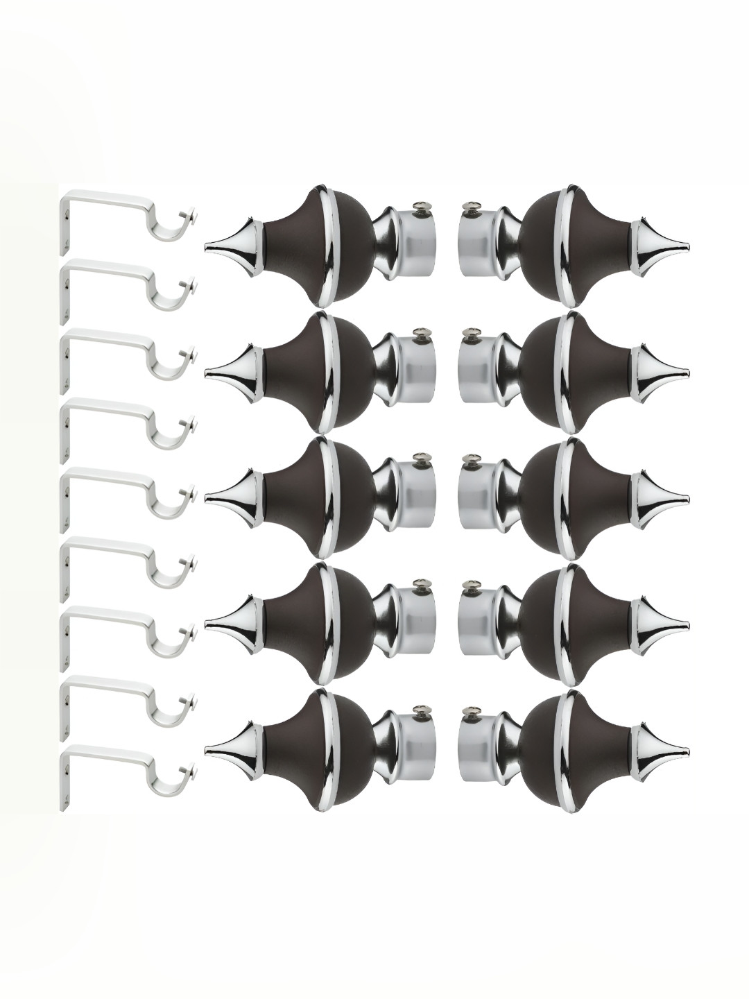 GLOXY 10 Pieces Black Metal Curtain Rods and Brackets