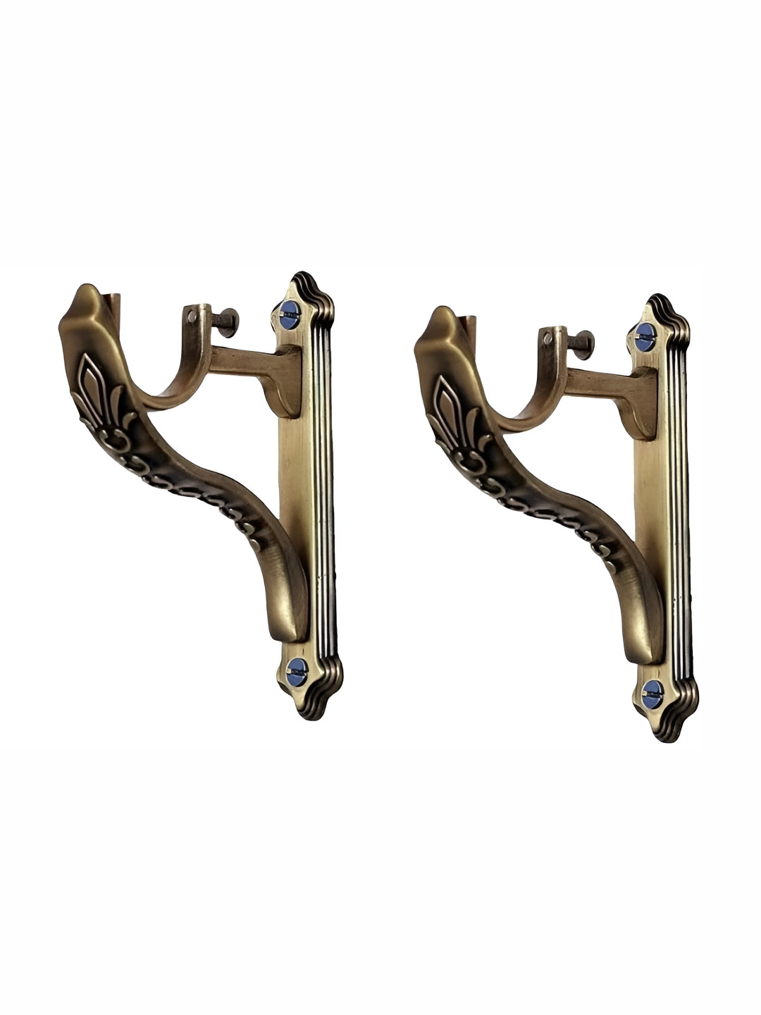 GLOXY Beige 2 Pieces Metal Curtain Rods and Brackets