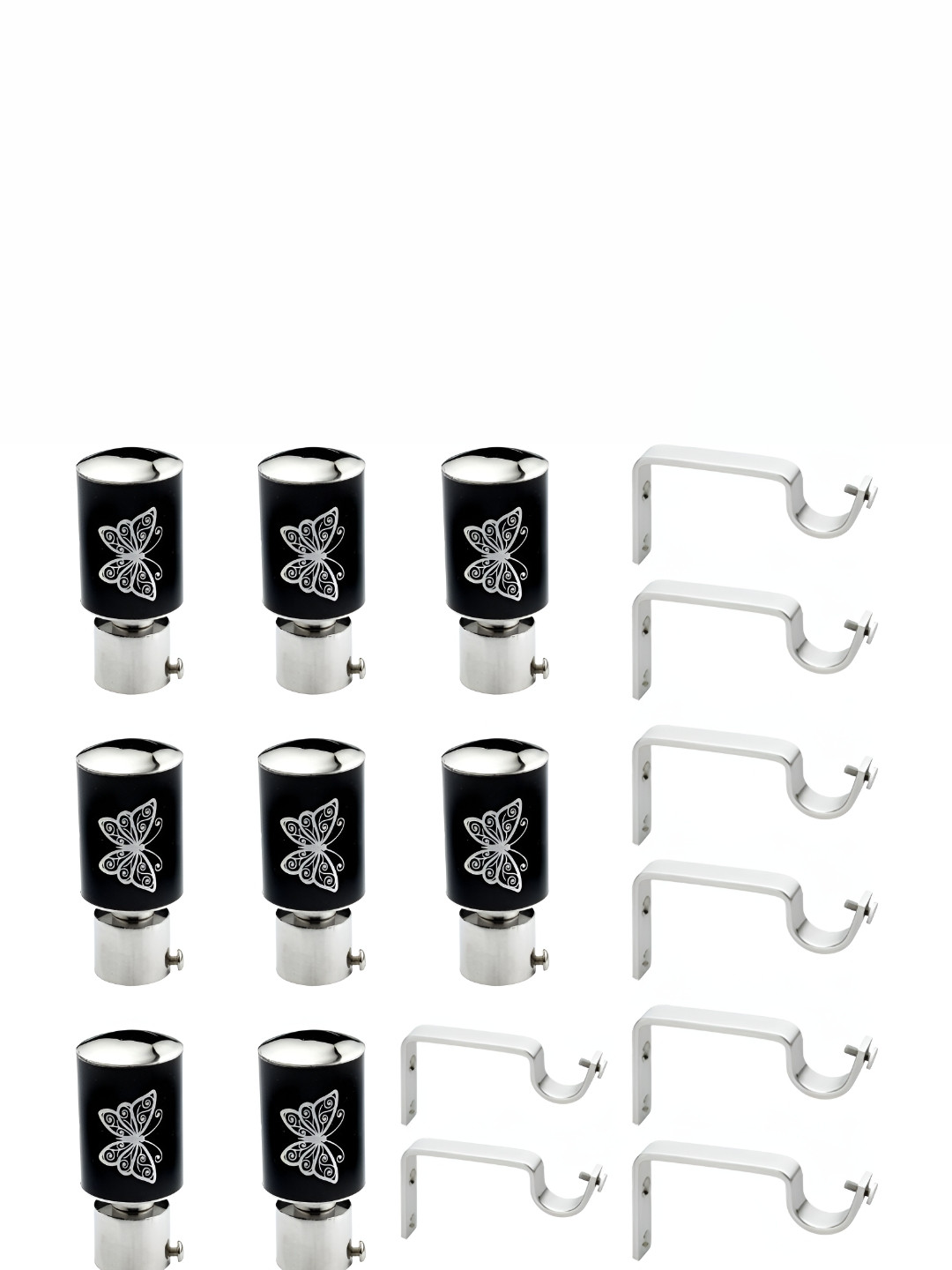GLOXY 16 Pieces Black Metal Curtain Rods and Brackets