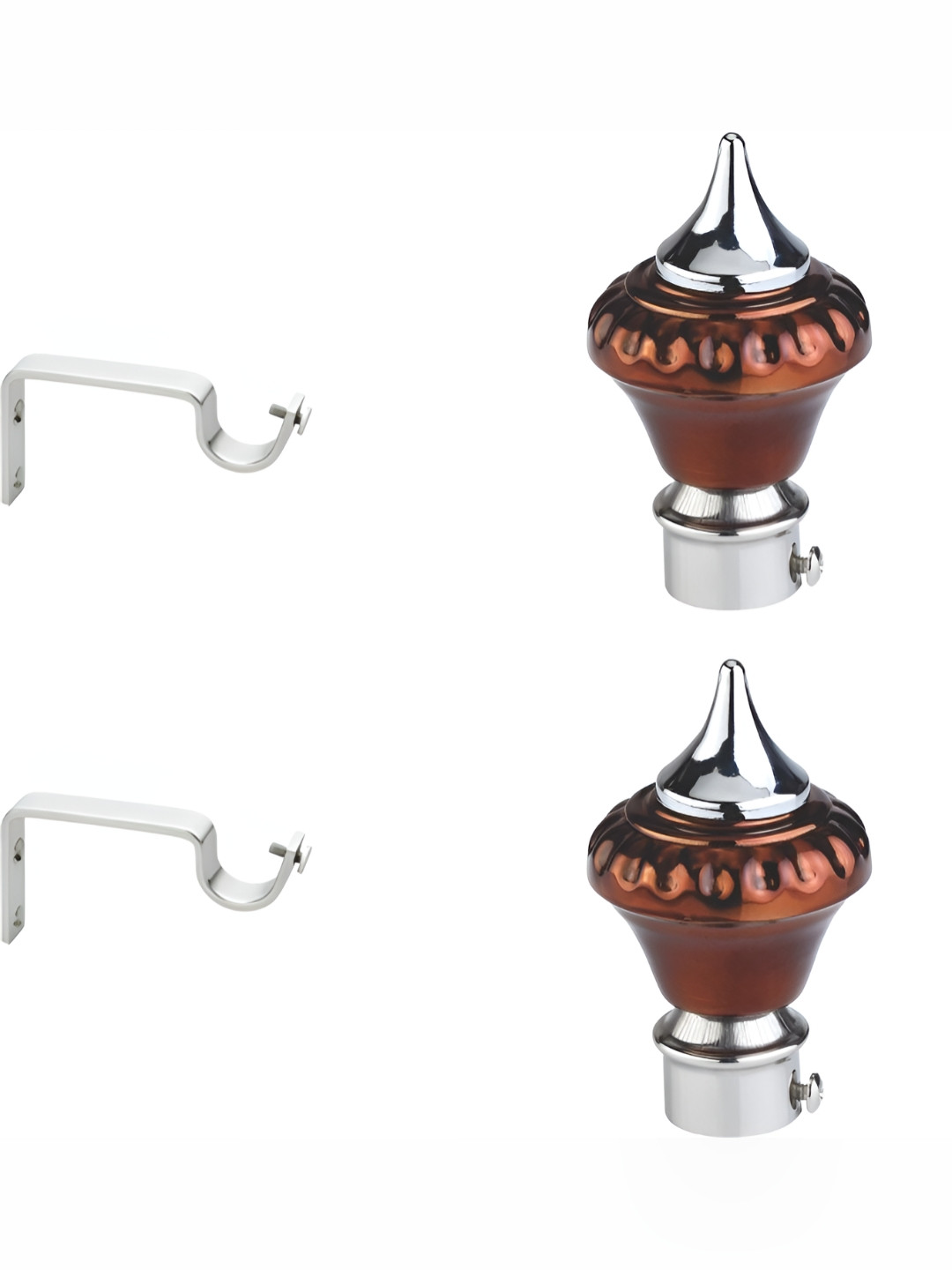 GLOXY Maroon 4 Pieces Metal Curtain Hook & Brackets