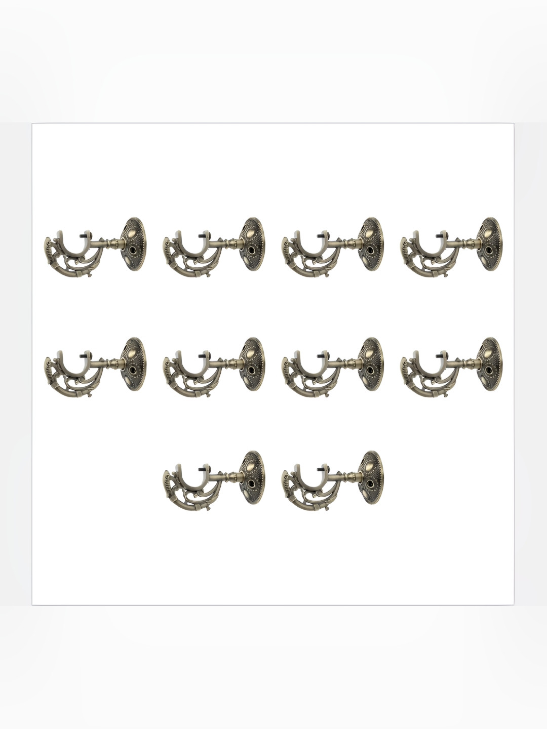 GLOXY Metallic Toned 10 Pieces  Metal Curtain Hook & Brackets