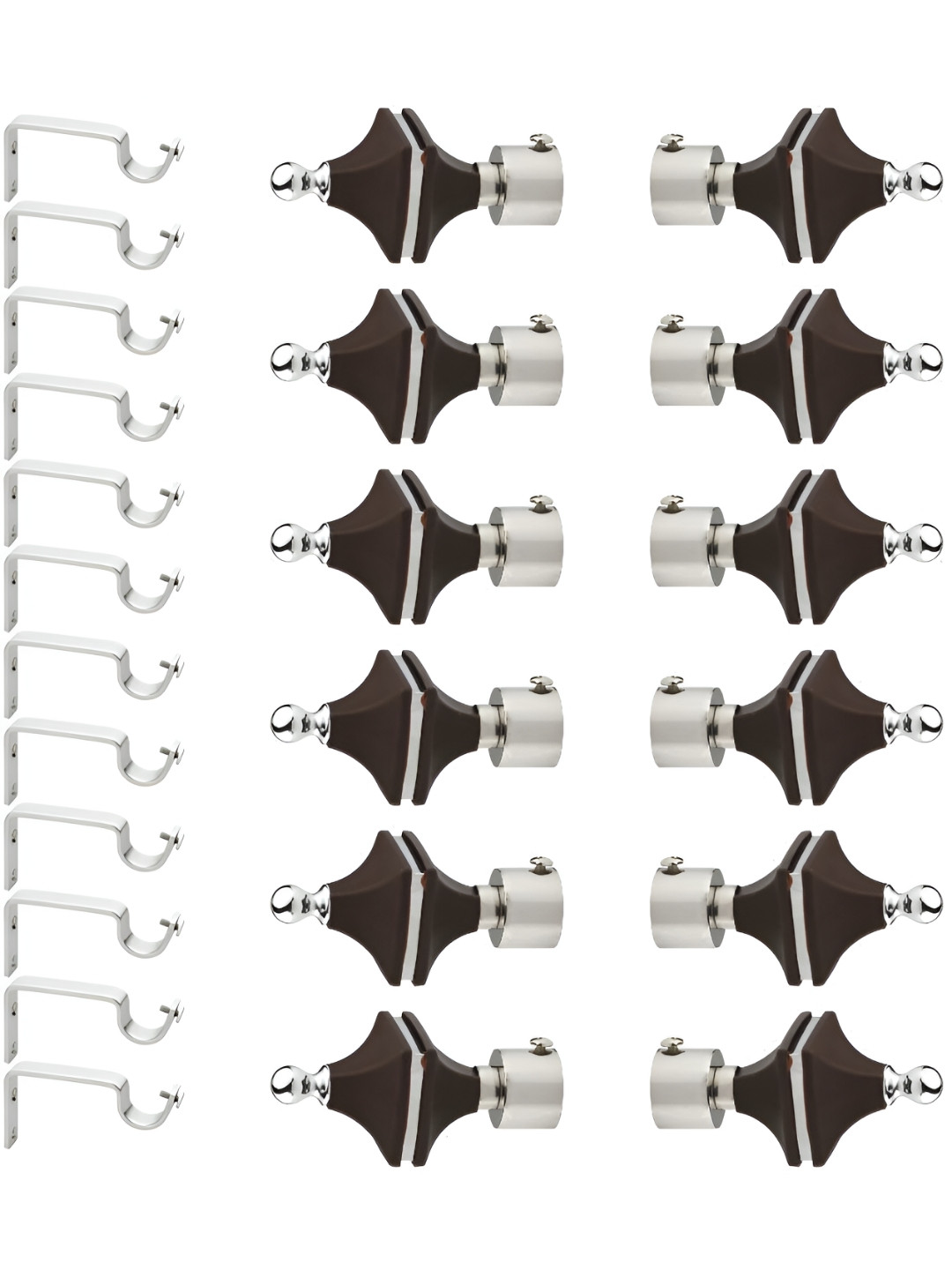 GLOXY Black 12 Pieces Metal Curtain Rods & Brackets