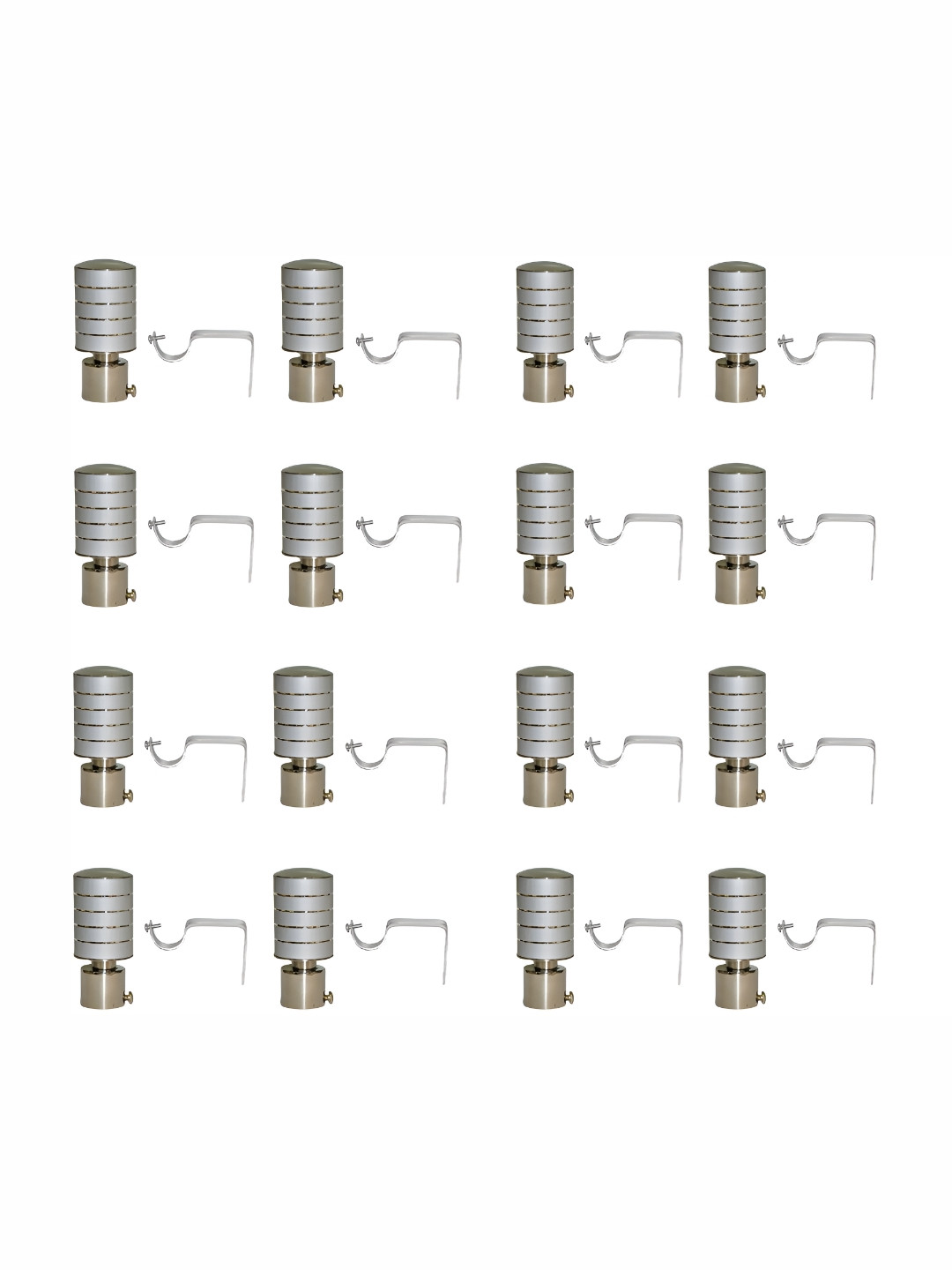 GLOXY Grey 32 Pieces Stainless Steel Glossy Curtain Brackets With Holder