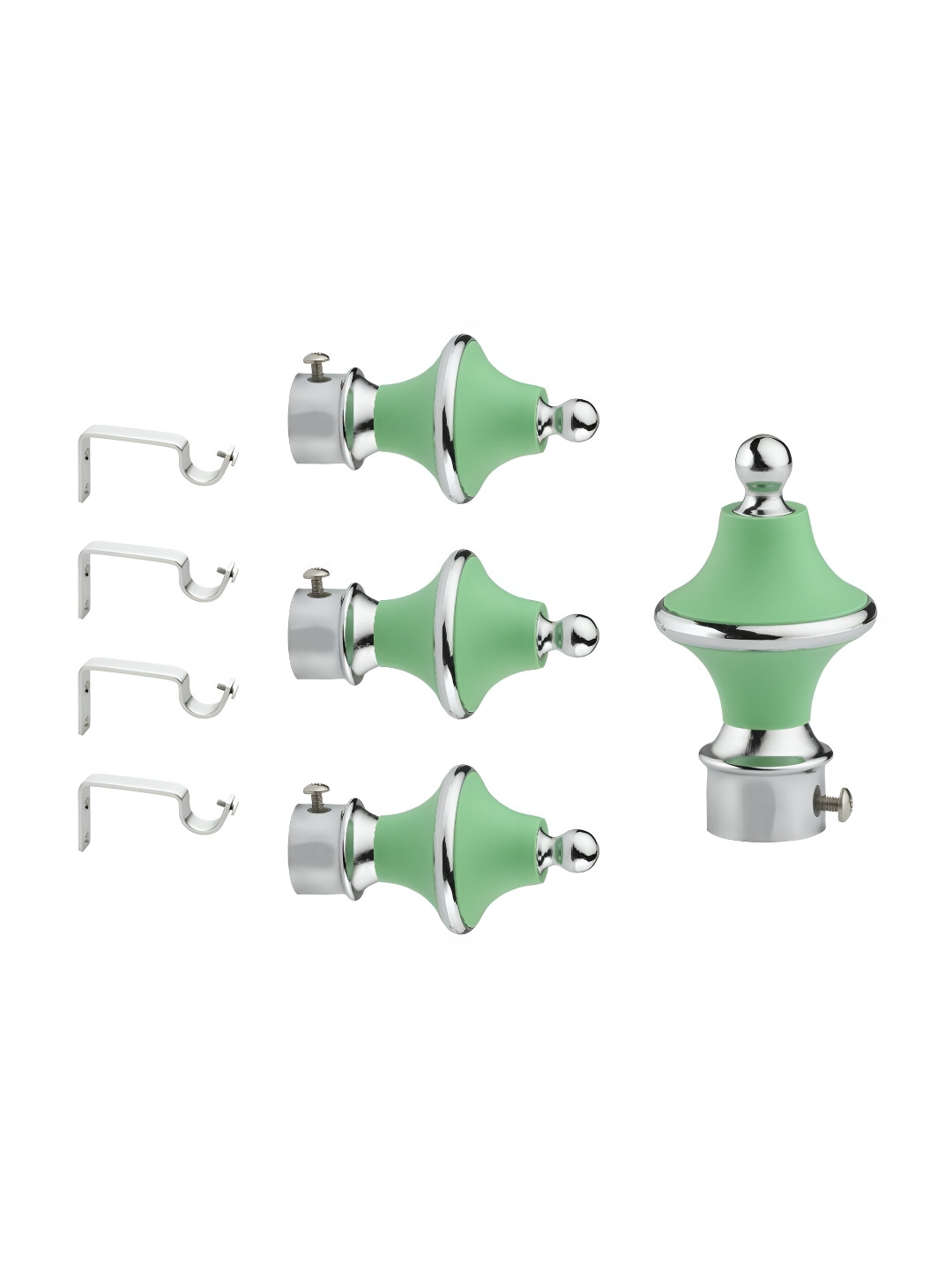 GLOXY 8Pcs Green Metal Curtain Brackets & Hooks