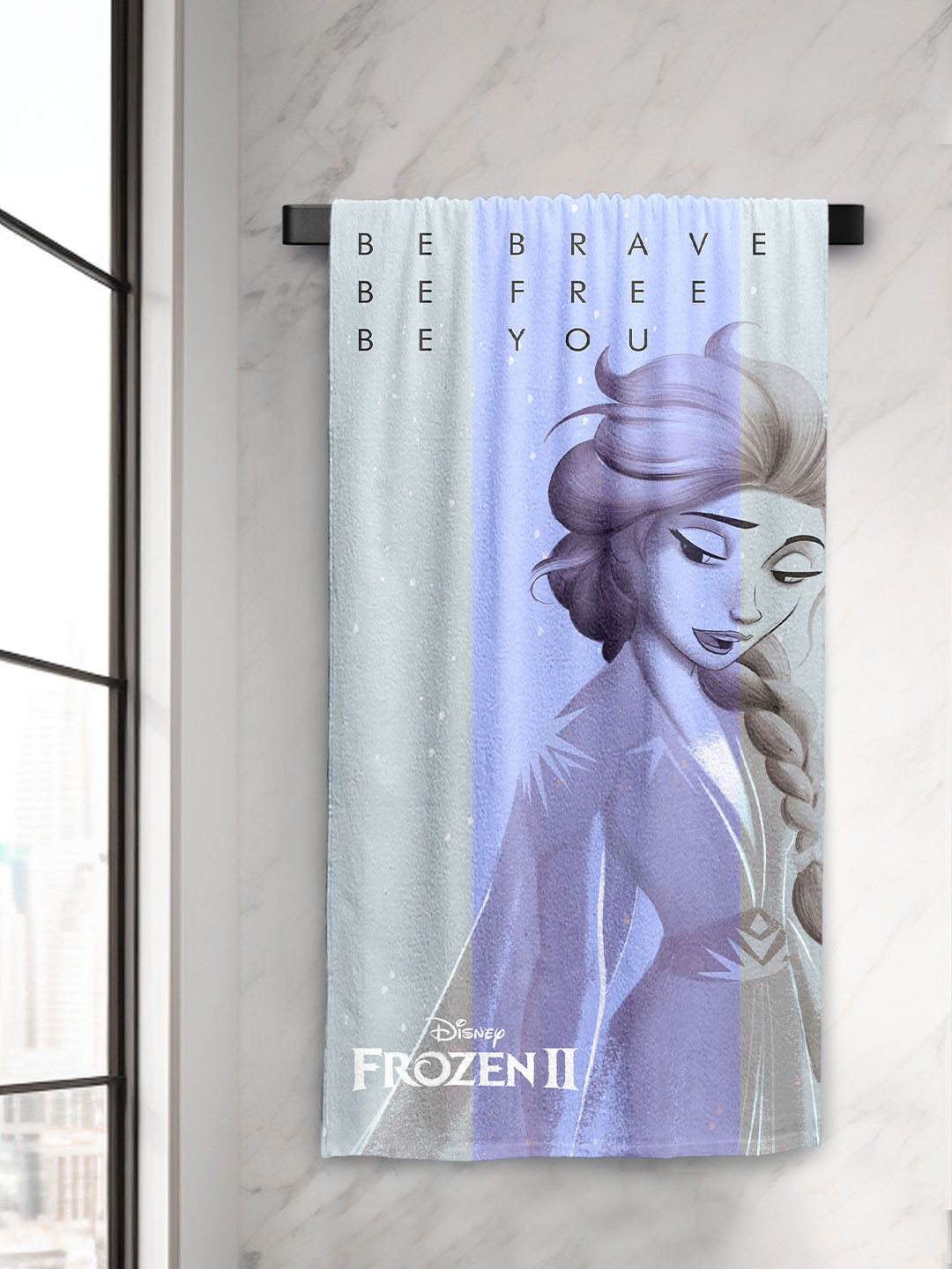 YK Blue Printed 400 GSM Bath Towel