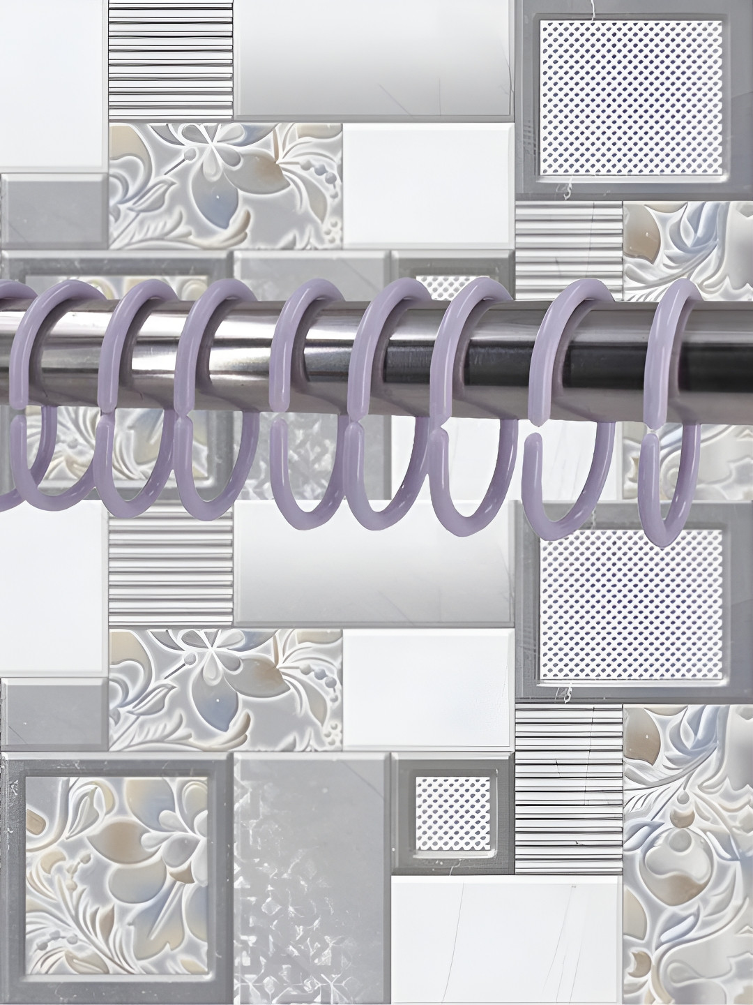Kookee 24-Pcs Lavender C-Shape Brackets Glossy Curtain Hook Rings