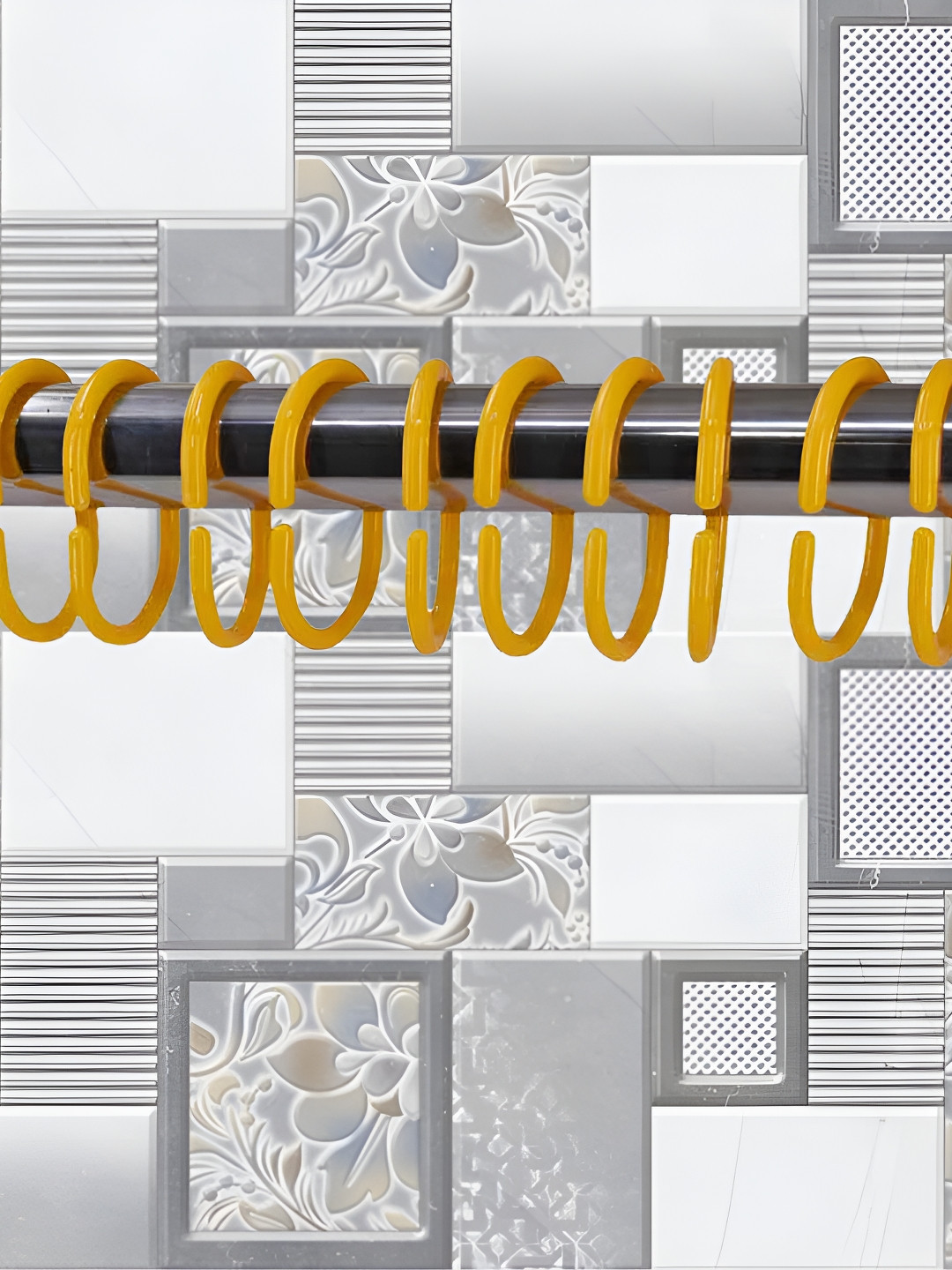 Kookee  Yellow 36 Pieces C-Shape Brackets Glossy Curtain Hook Rings