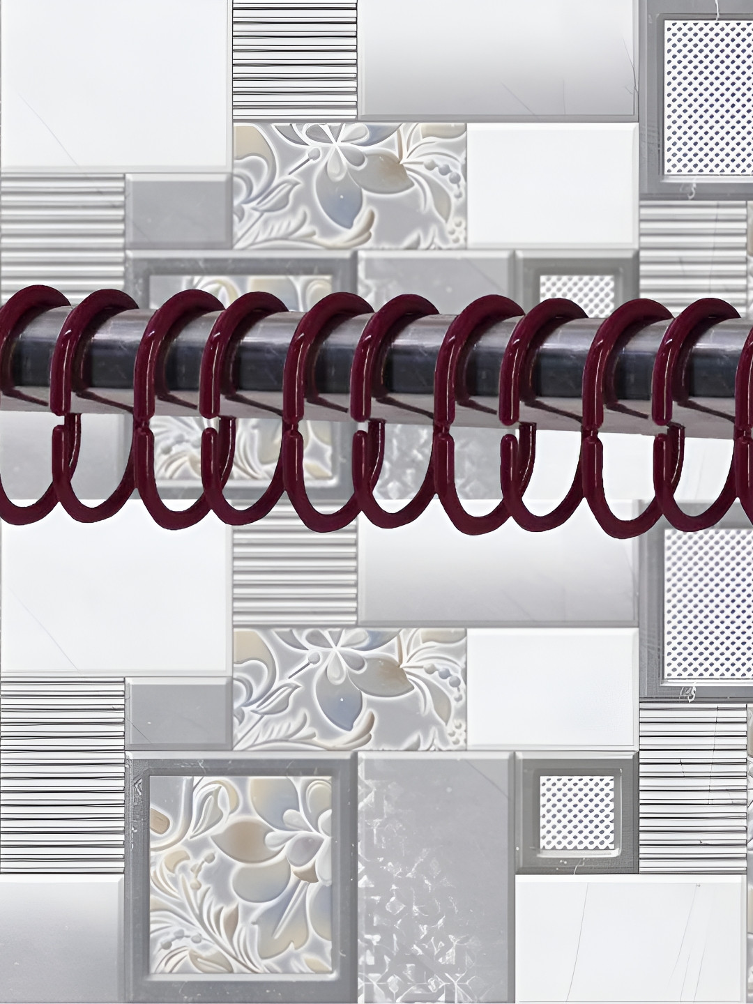 Kookee 24 Pieces Maroon C-Shape Curtain Hook Rings