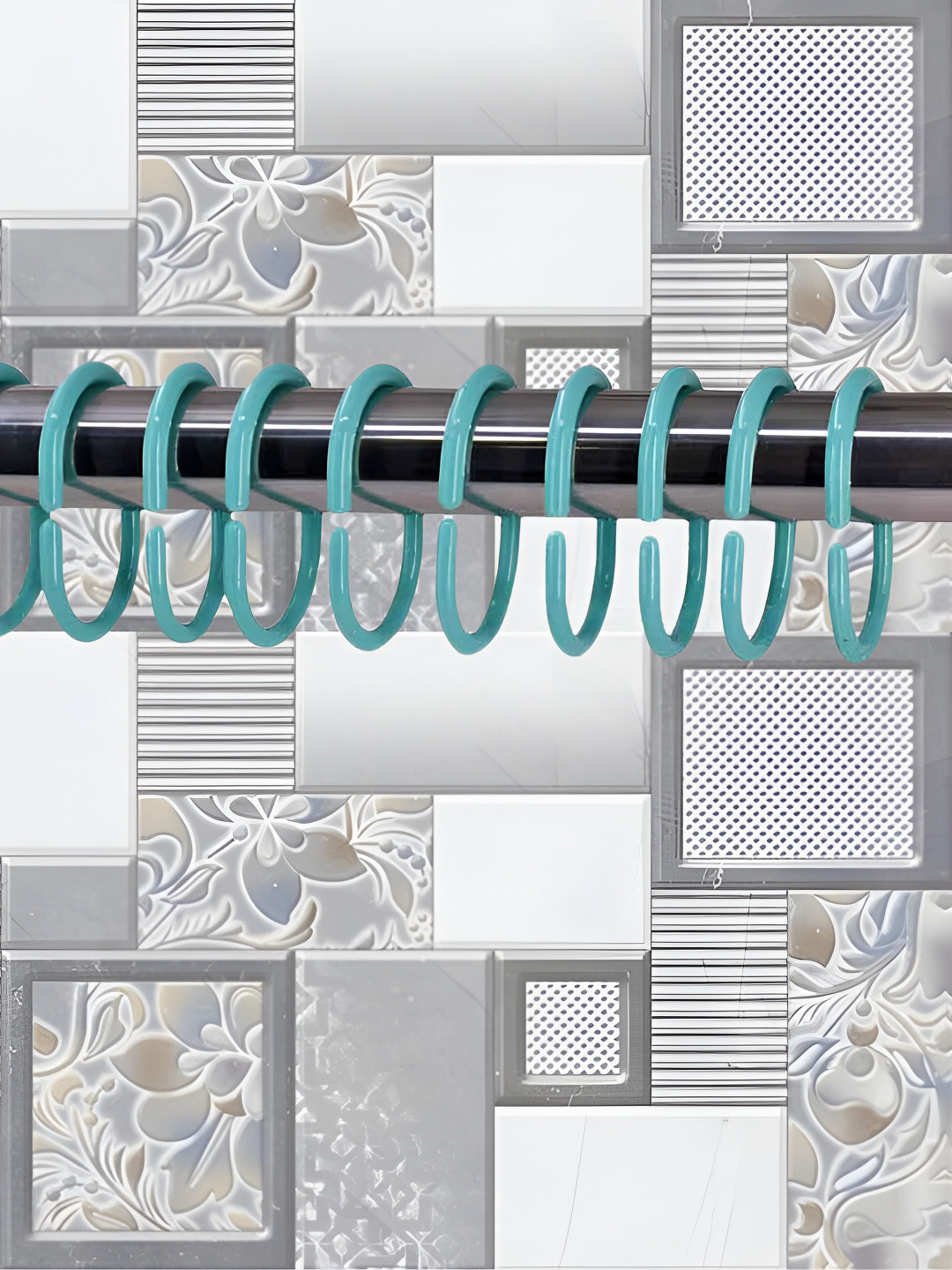 Kookee Turquoise Blue 36-Pcs C-Shape Curtain Hook Rings